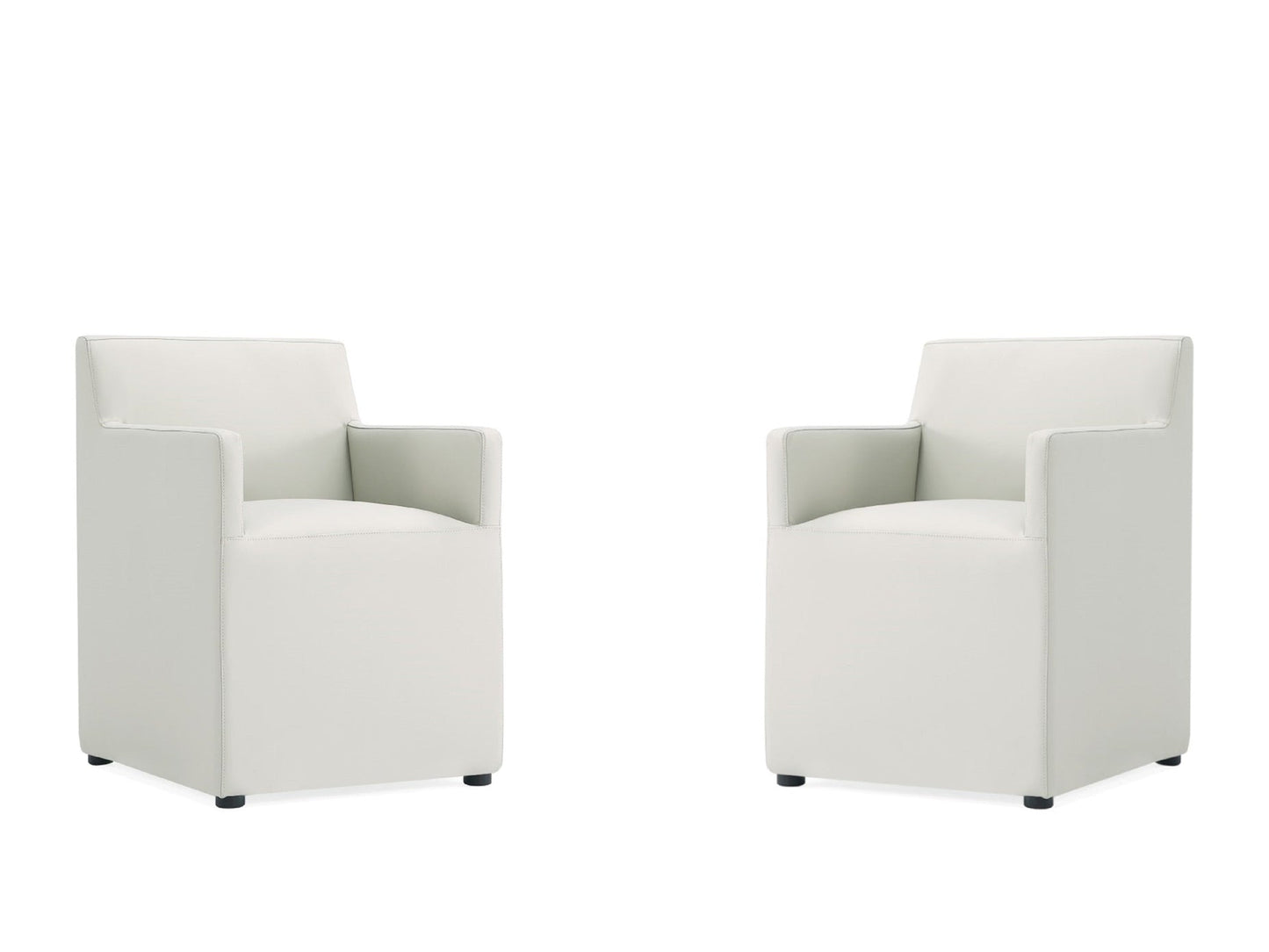 Anna Square Faux Leather Dining Arm Chair in Light Stone Grey (set of 2) - Ornate Home