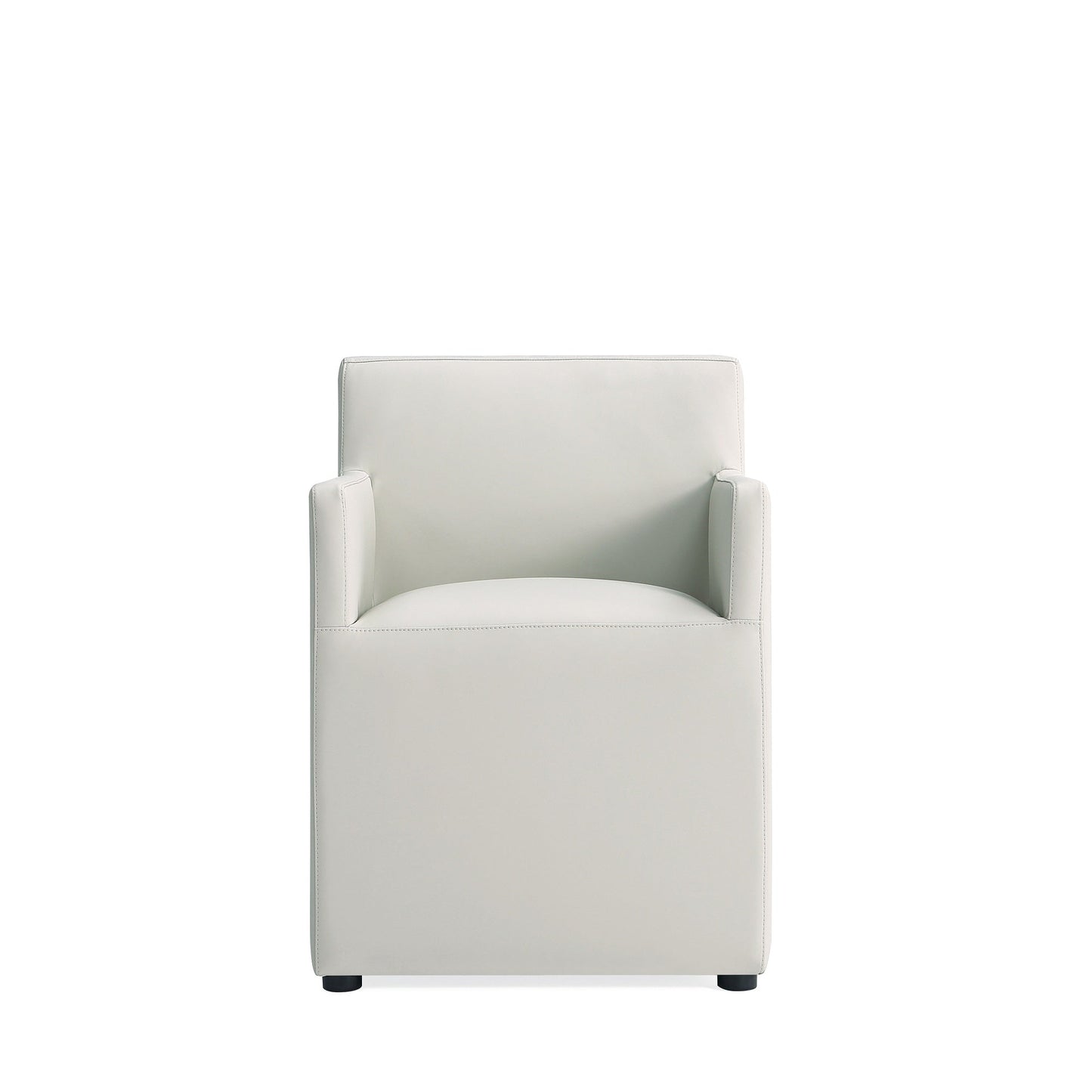 Anna Square Faux Leather Dining Arm Chair in Light Stone Grey (set of 2) - Ornate Home