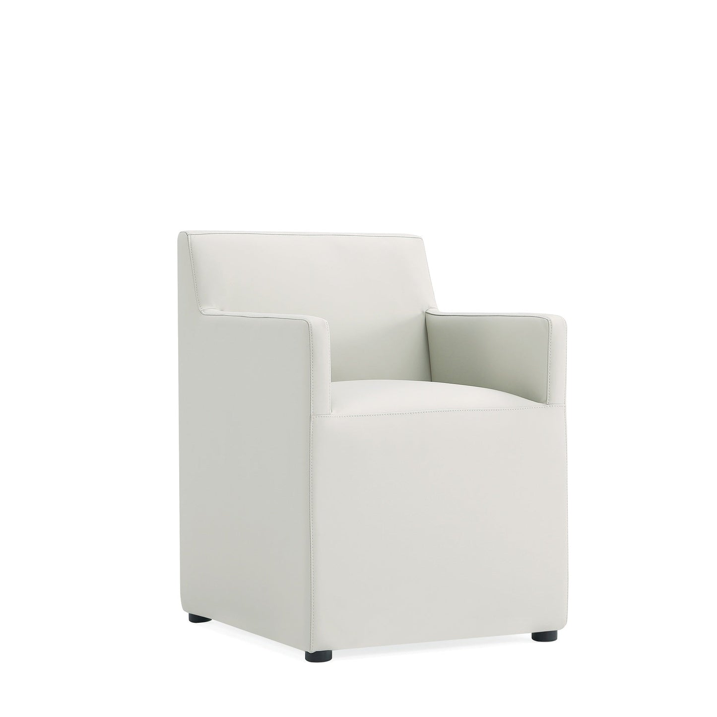 Anna Square Faux Leather Dining Arm Chair in Light Stone Grey (set of 2) - Ornate Home