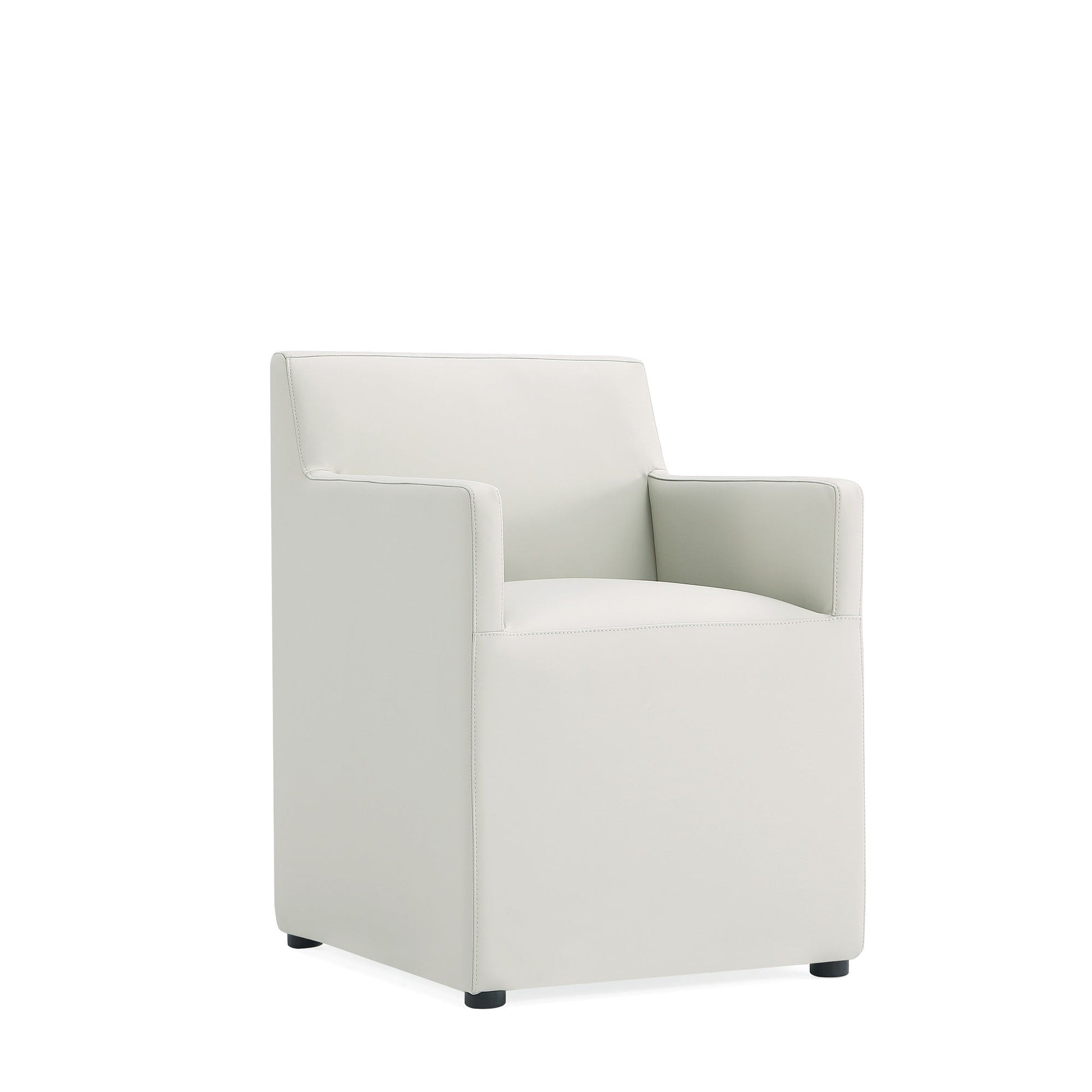 Anna Square Faux Leather Dining Arm Chair in Light Stone Grey (set of 2) - Ornate Home