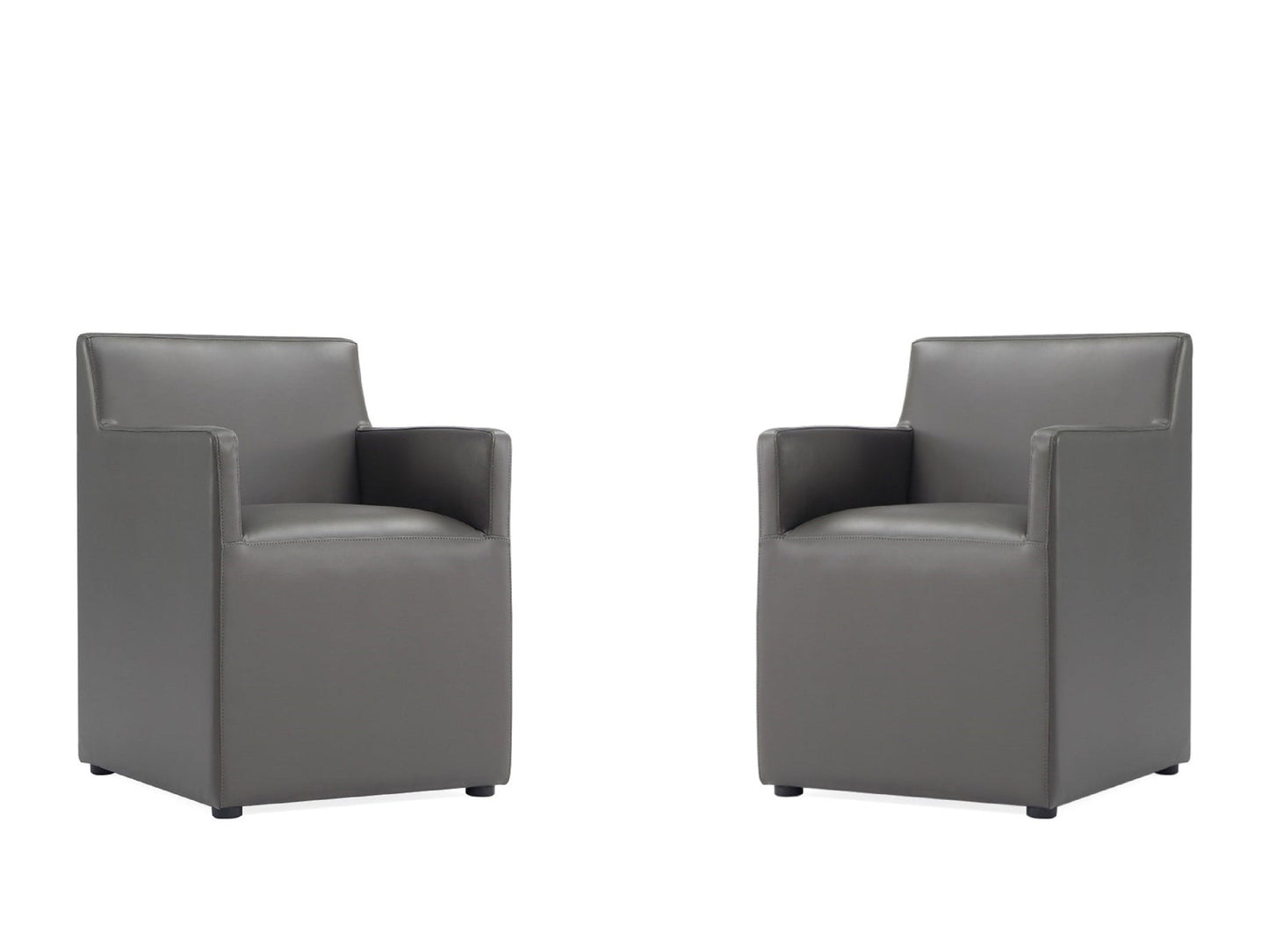 Anna Square Faux Leather Dining Arm Chair in Pewter (set of 2) - Ornate Home