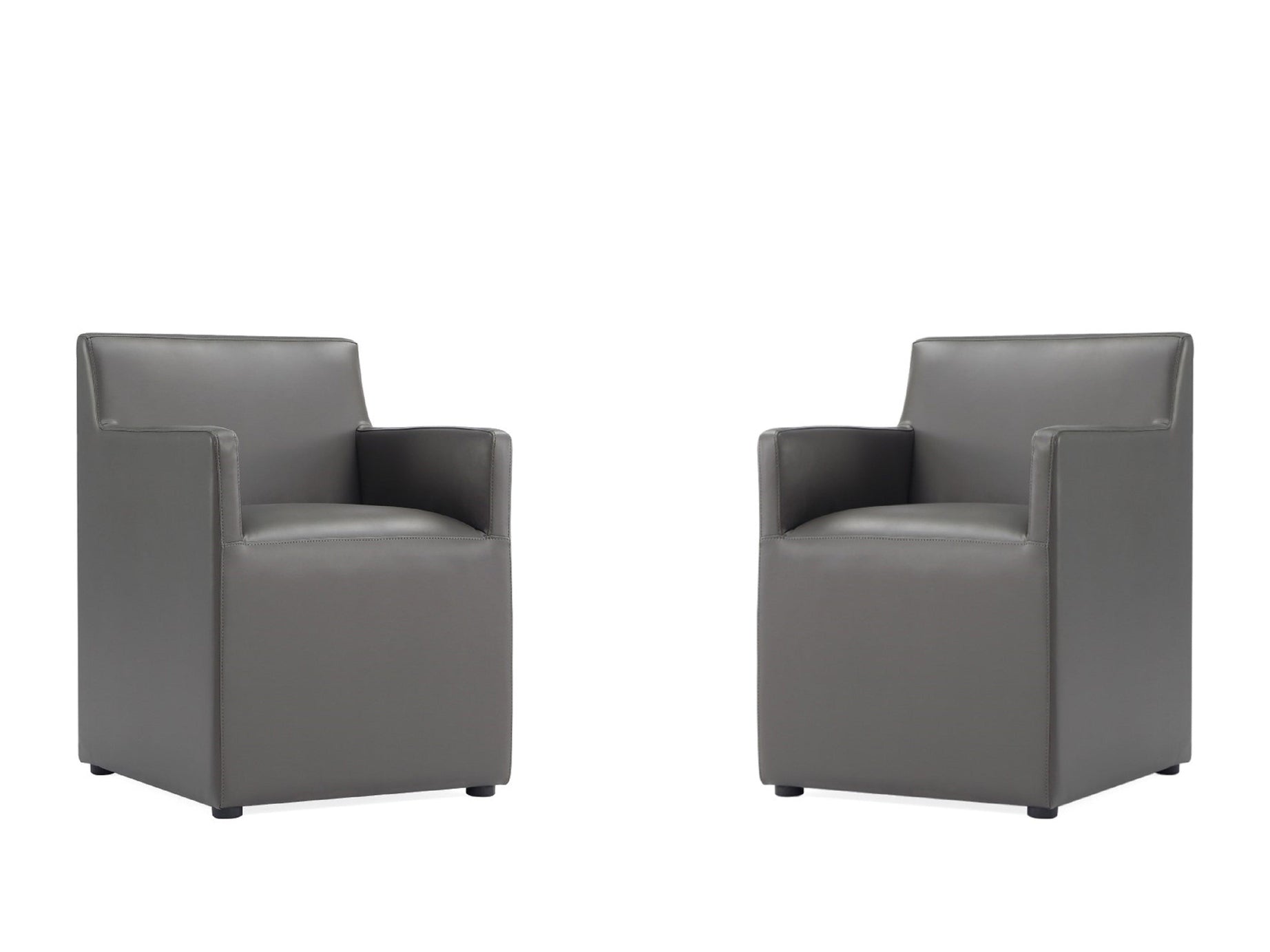 Anna Square Faux Leather Dining Arm Chair in Pewter (set of 2) - Ornate Home