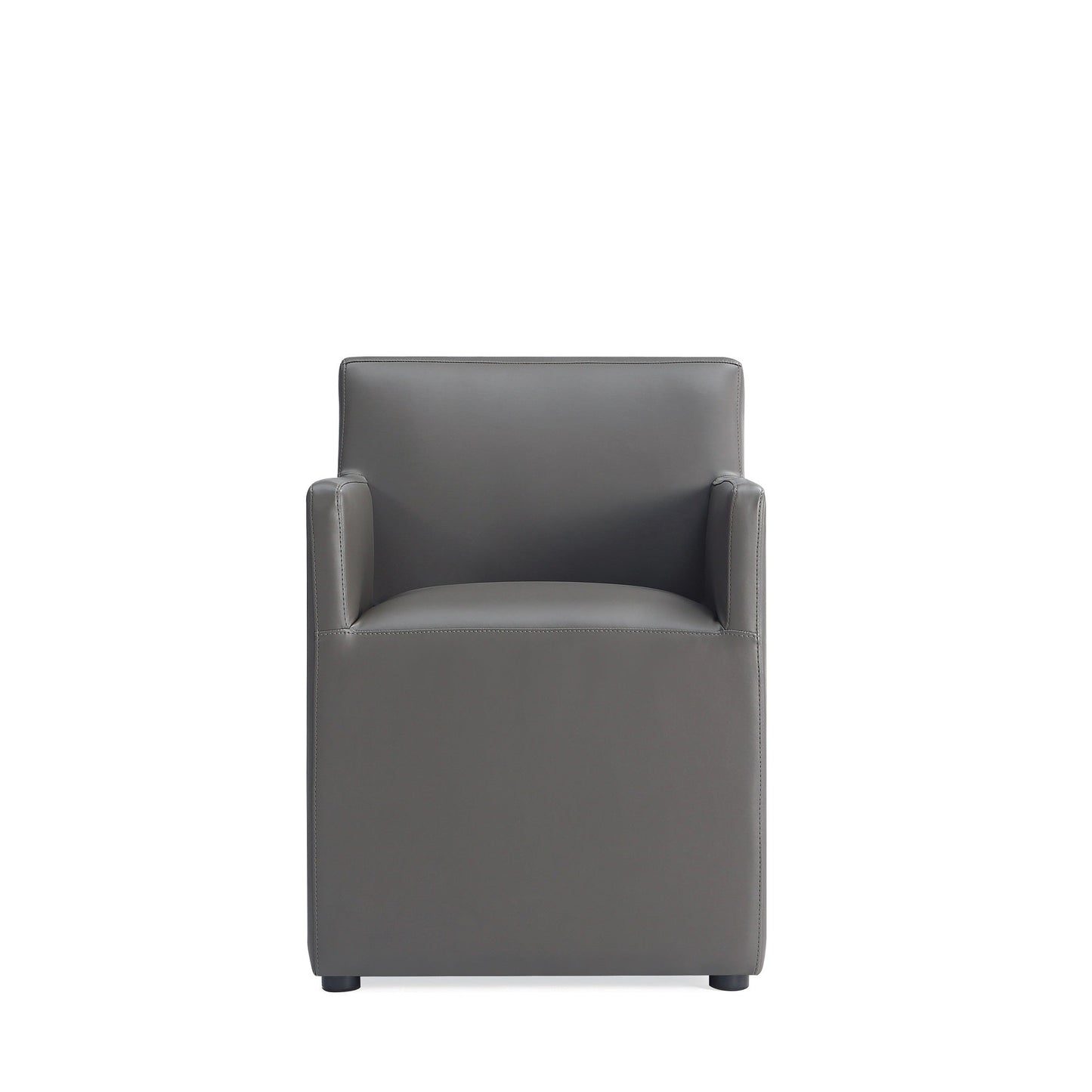 Anna Square Faux Leather Dining Arm Chair in Pewter (set of 2) - Ornate Home