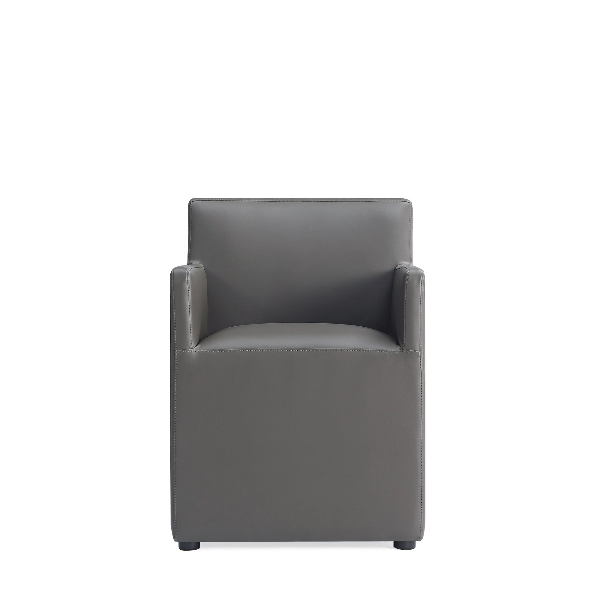 Anna Square Faux Leather Dining Arm Chair in Pewter (set of 2) - Ornate Home
