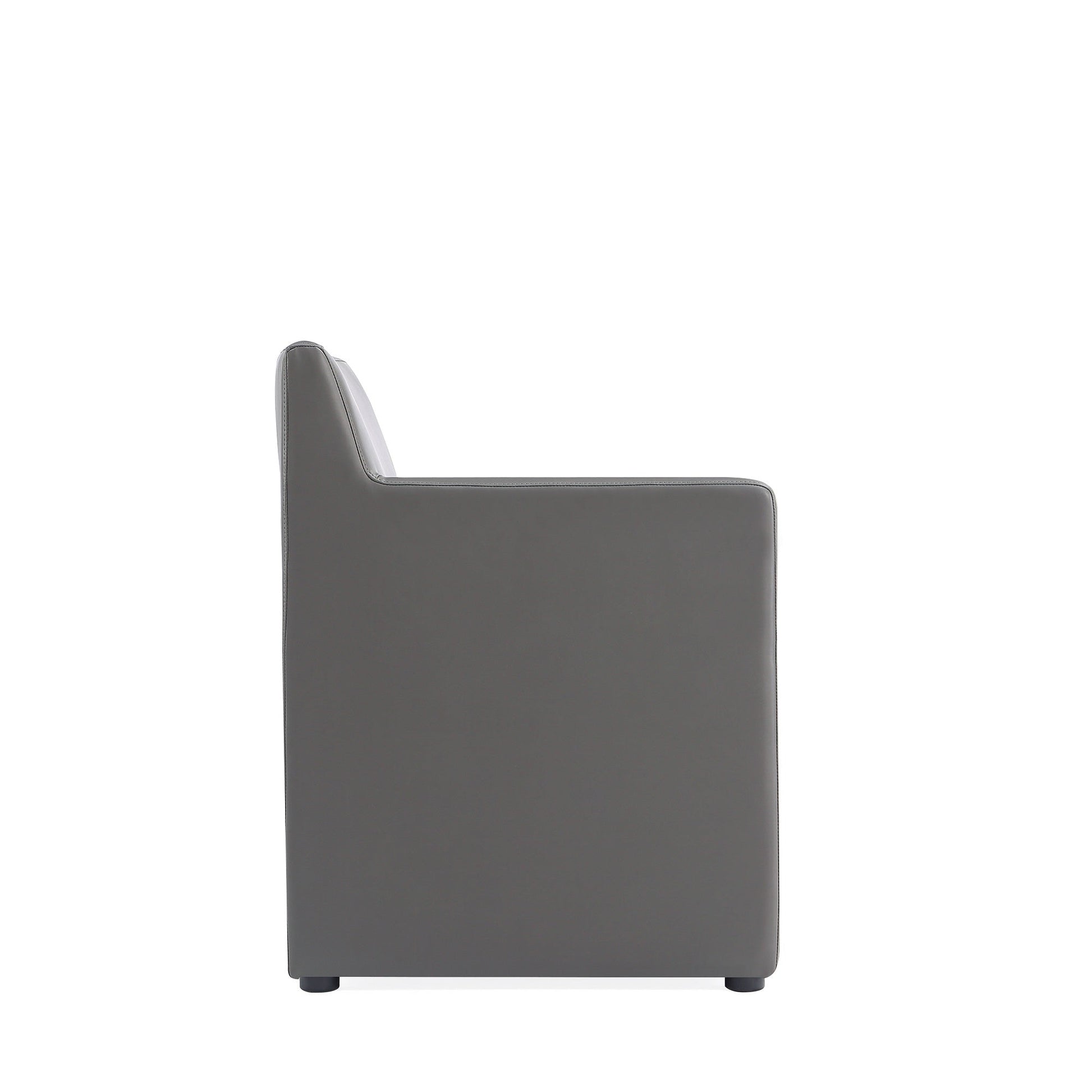 Anna Square Faux Leather Dining Arm Chair in Pewter (set of 2) - Ornate Home