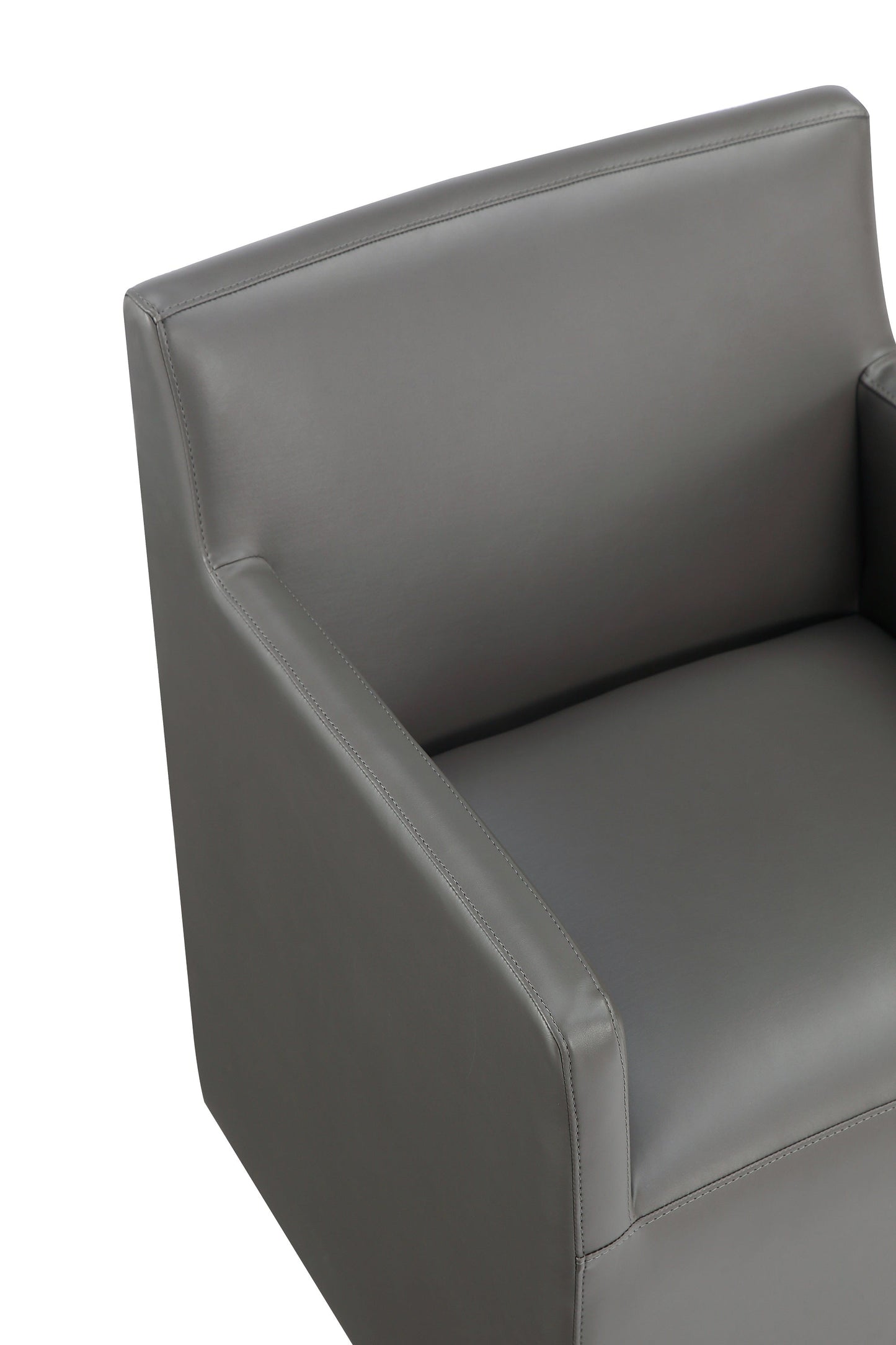 Anna Square Faux Leather Dining Arm Chair in Pewter (set of 2) - Ornate Home