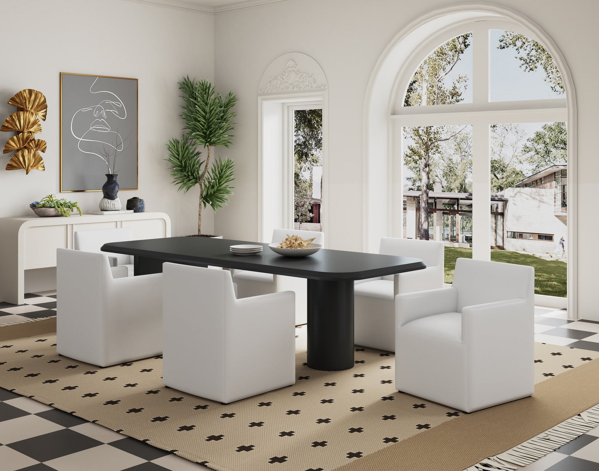 Anna Square Faux Leather Dining Armchair in Cream - Ornate Home
