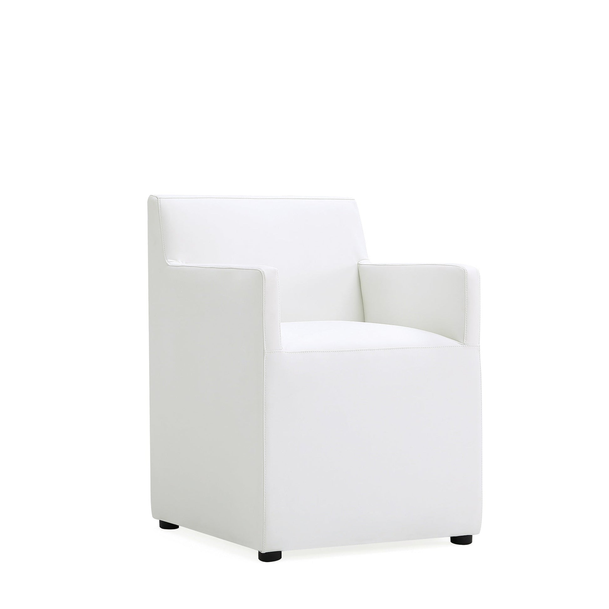 Anna Square Faux Leather Dining Armchair in Cream - Ornate Home