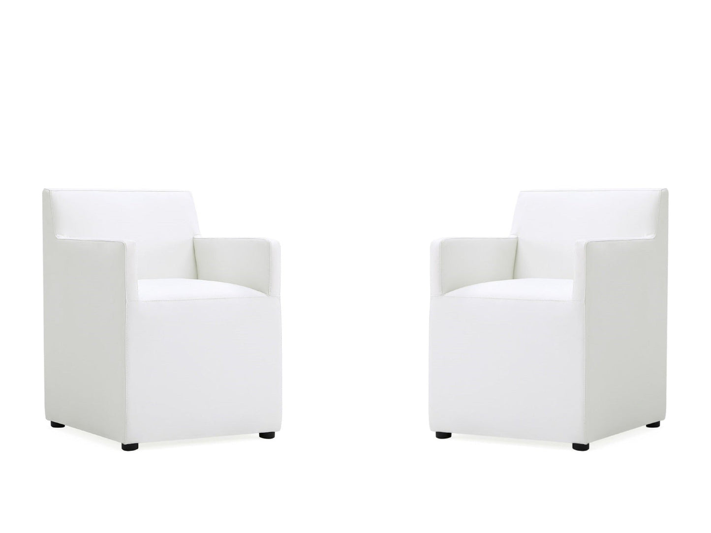 Anna Square Faux Leather Dining Armchair in Cream (set of 2) - Ornate Home
