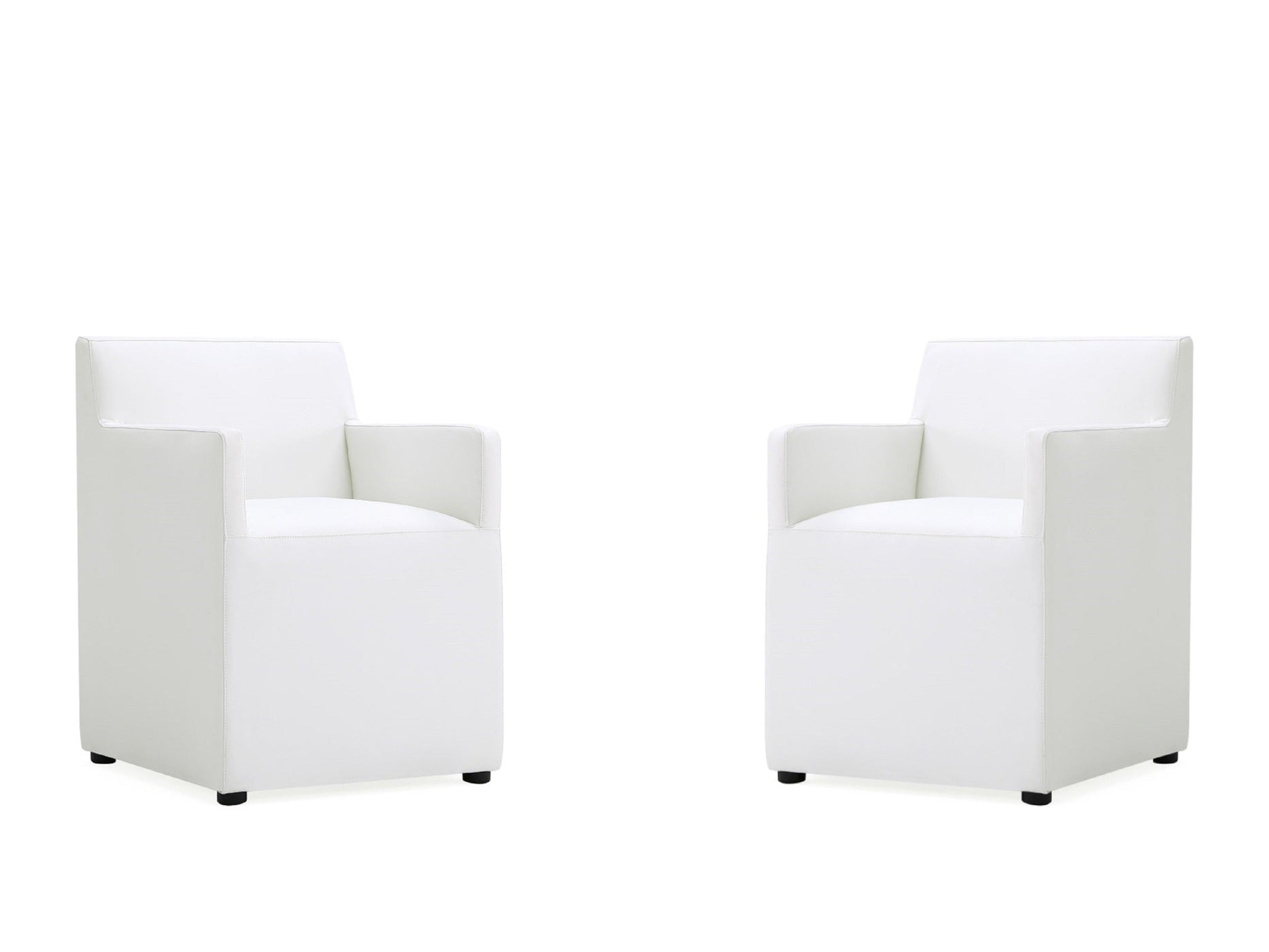 Anna Square Faux Leather Dining Armchair in Cream (set of 2) - Ornate Home
