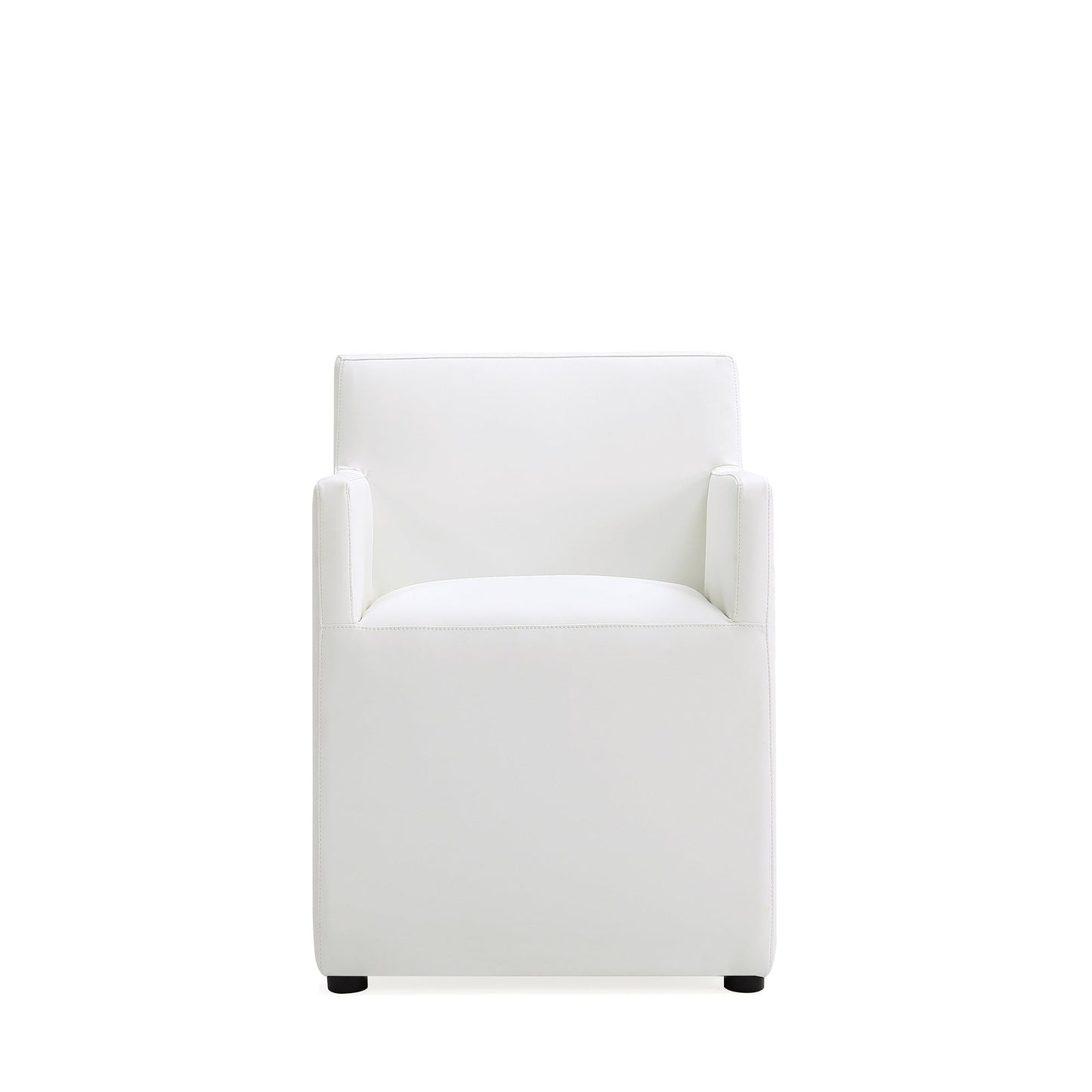Anna Square Faux Leather Dining Armchair in Cream (set of 2) - Ornate Home