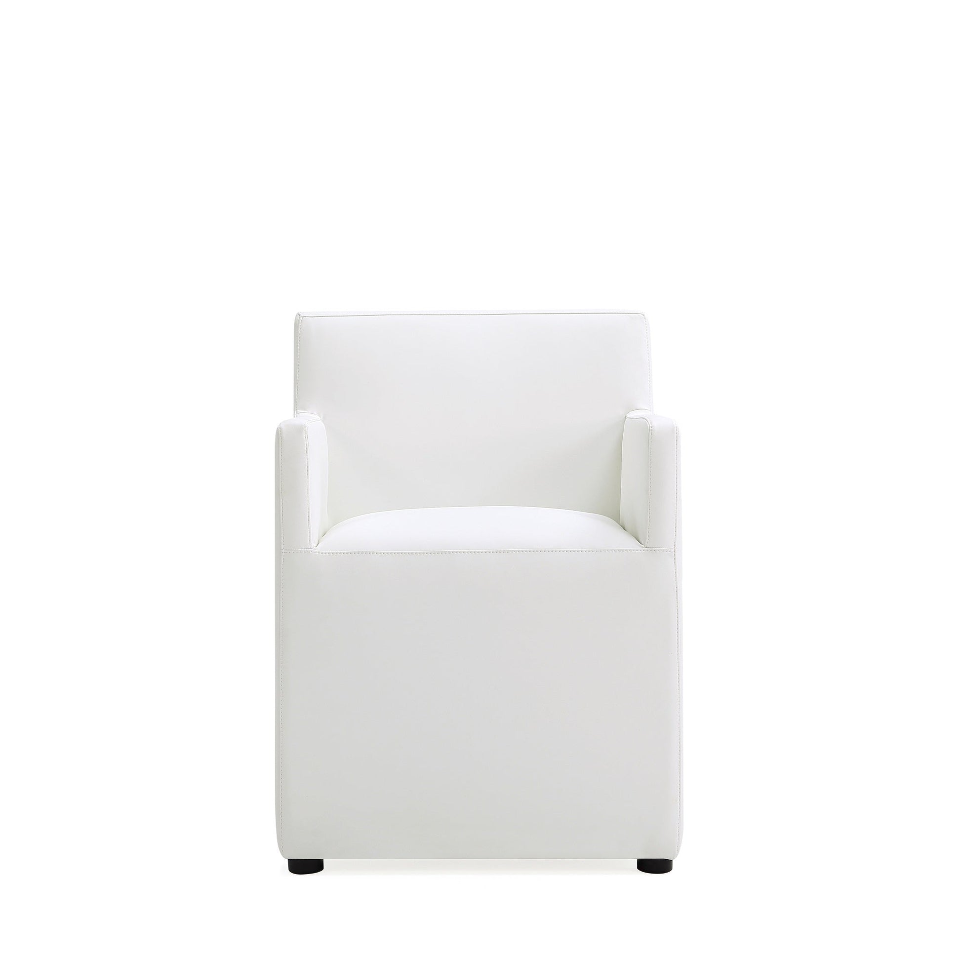 Anna Square Faux Leather Dining Armchair in Cream (set of 2) - Ornate Home