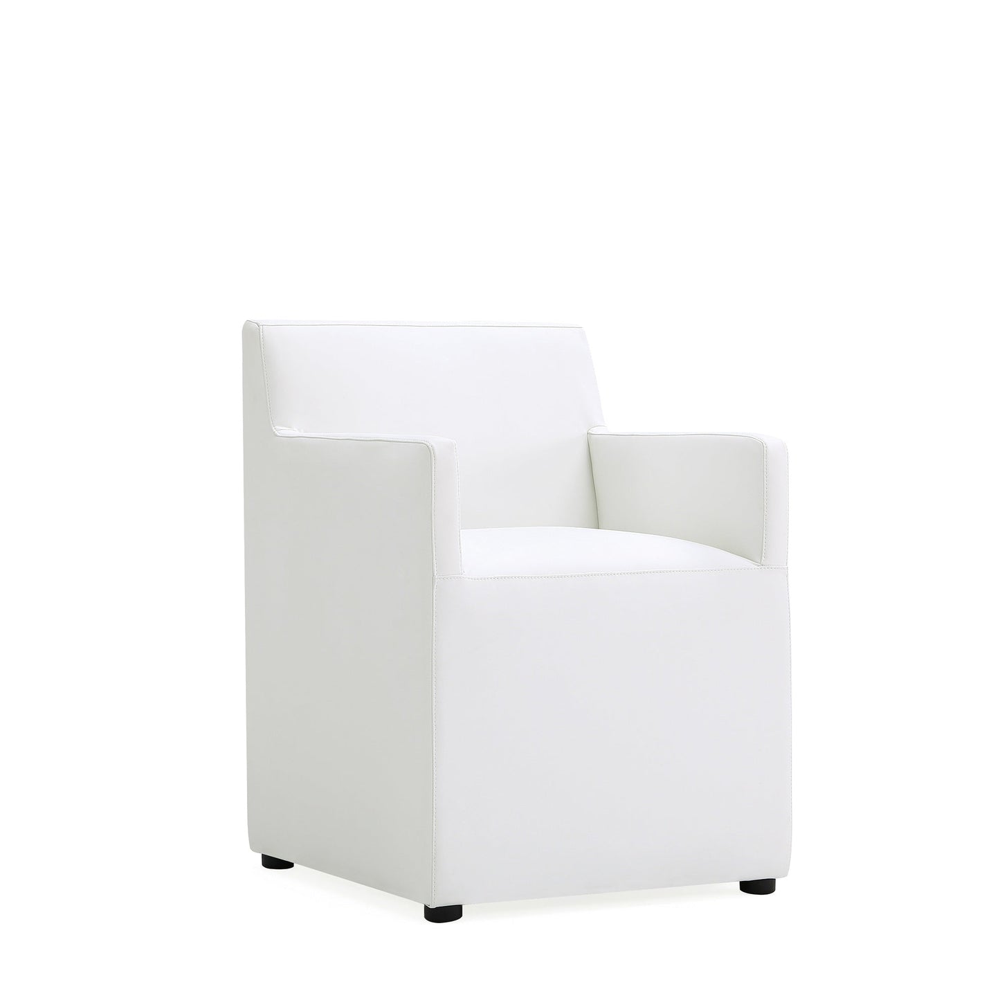 Anna Square Faux Leather Dining Armchair in Cream (set of 2) - Ornate Home