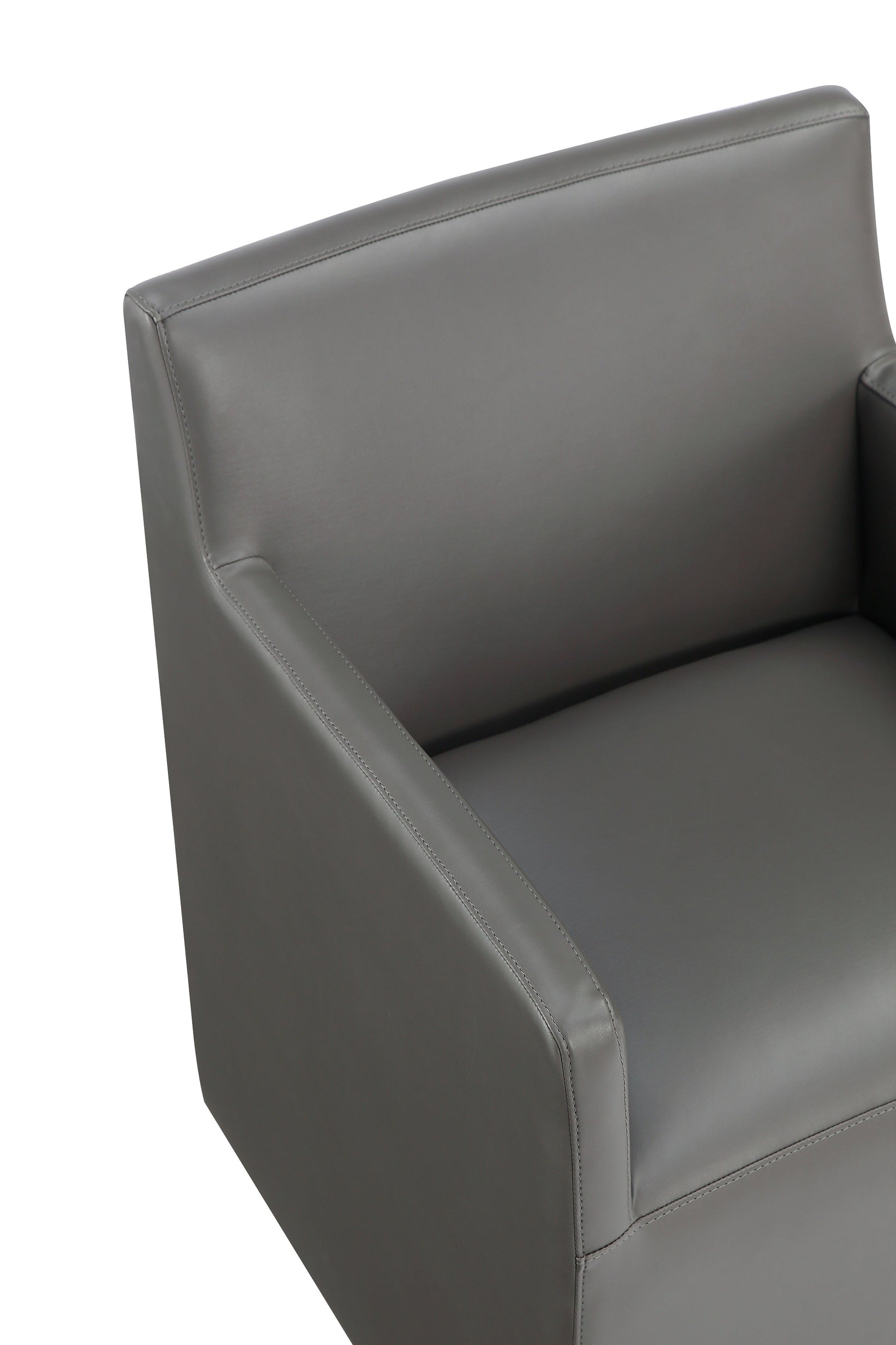 Anna Square Faux Leather Dining Armchair in Pewter - Ornate Home