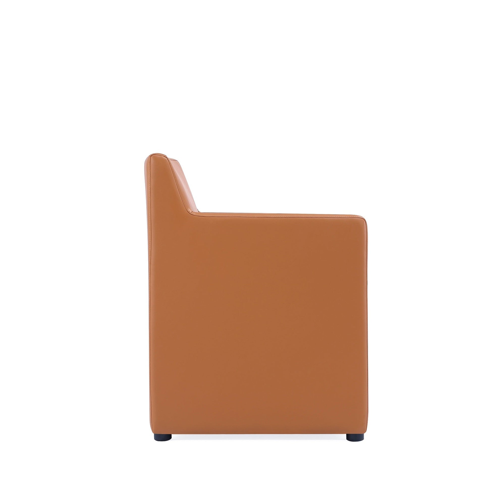 Anna Square Faux Leather Dining Armchair in Saddle - Ornate Home