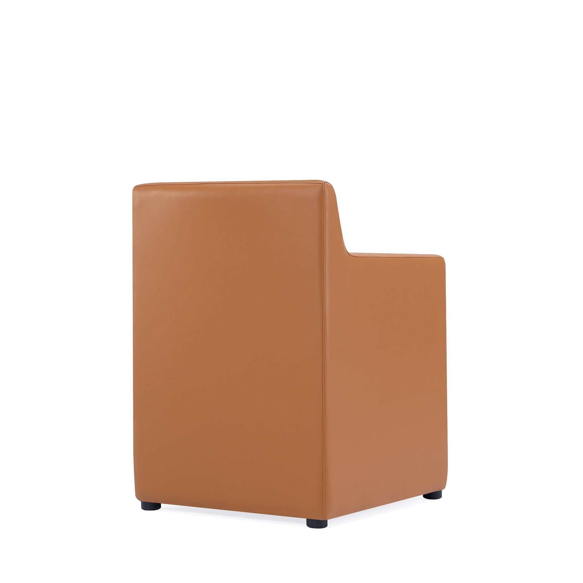 Anna Square Faux Leather Dining Armchair in Saddle - Ornate Home