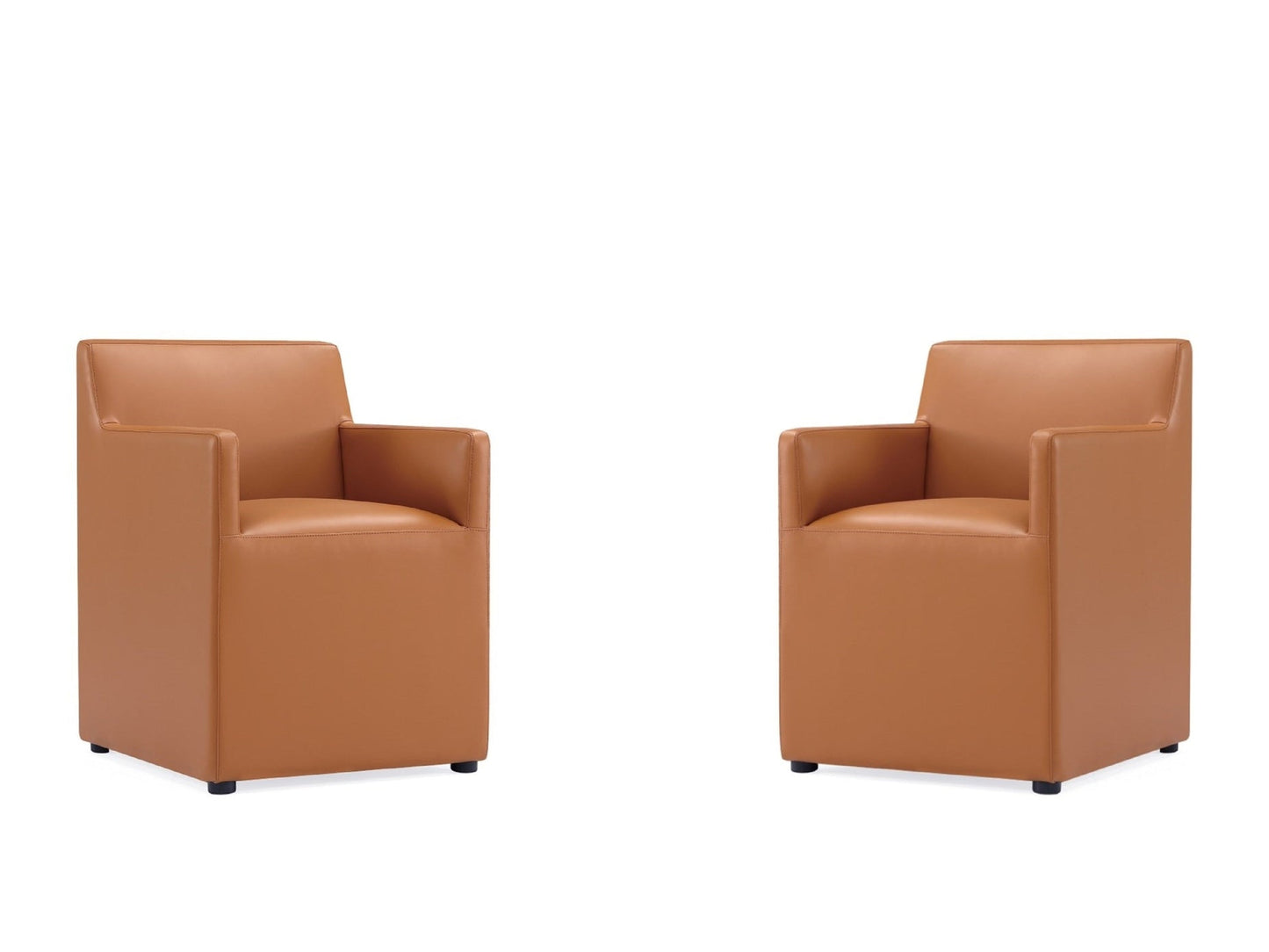 Anna Square Faux Leather Dining Armchair in Saddle (set of 2) - Ornate Home