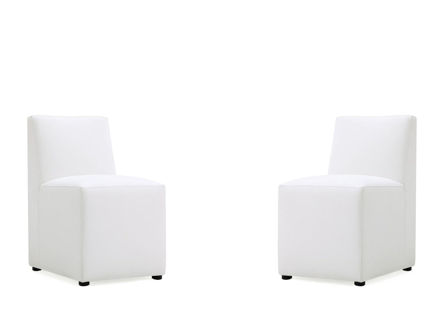 Anna Square Faux Leather Dining Chair in Cream (set of 2) - Ornate Home