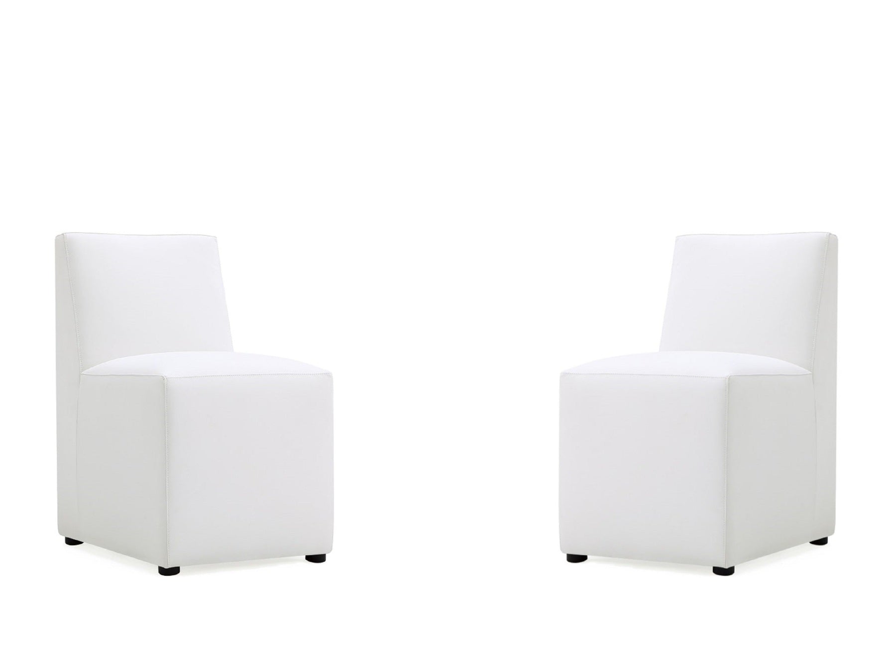 Anna Square Faux Leather Dining Chair in Cream (set of 2) - Ornate Home