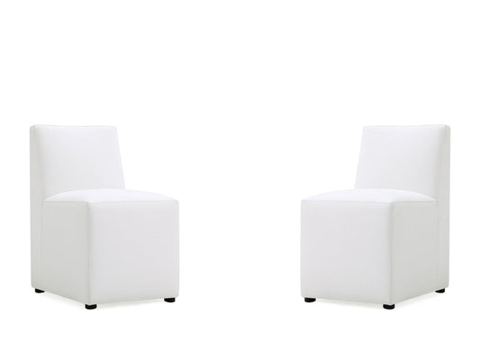 Anna Square Faux Leather Dining Chair in Cream (set of 2) - Ornate Home