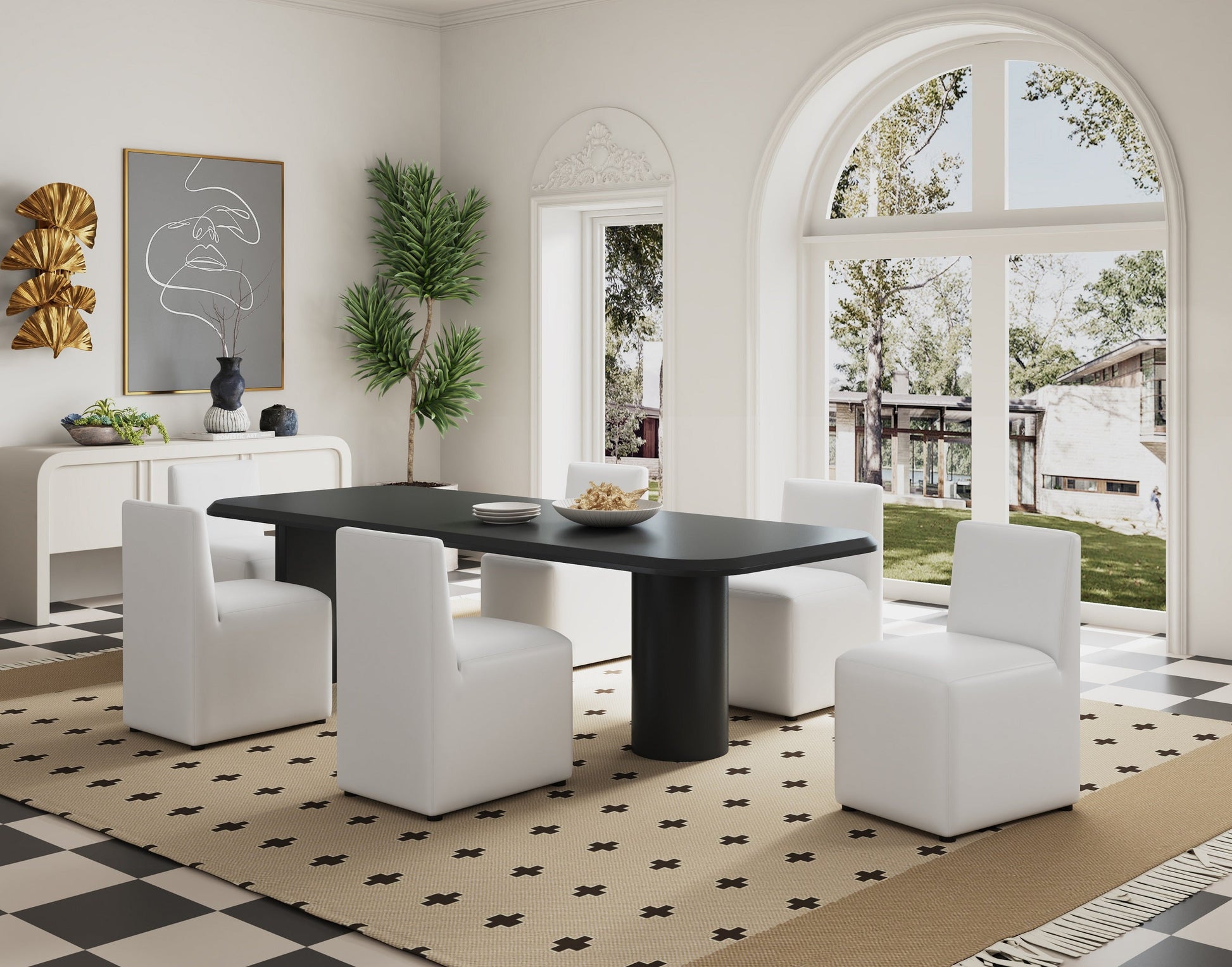 Anna Square Faux Leather Dining Chair in Cream (set of 2) - Ornate Home