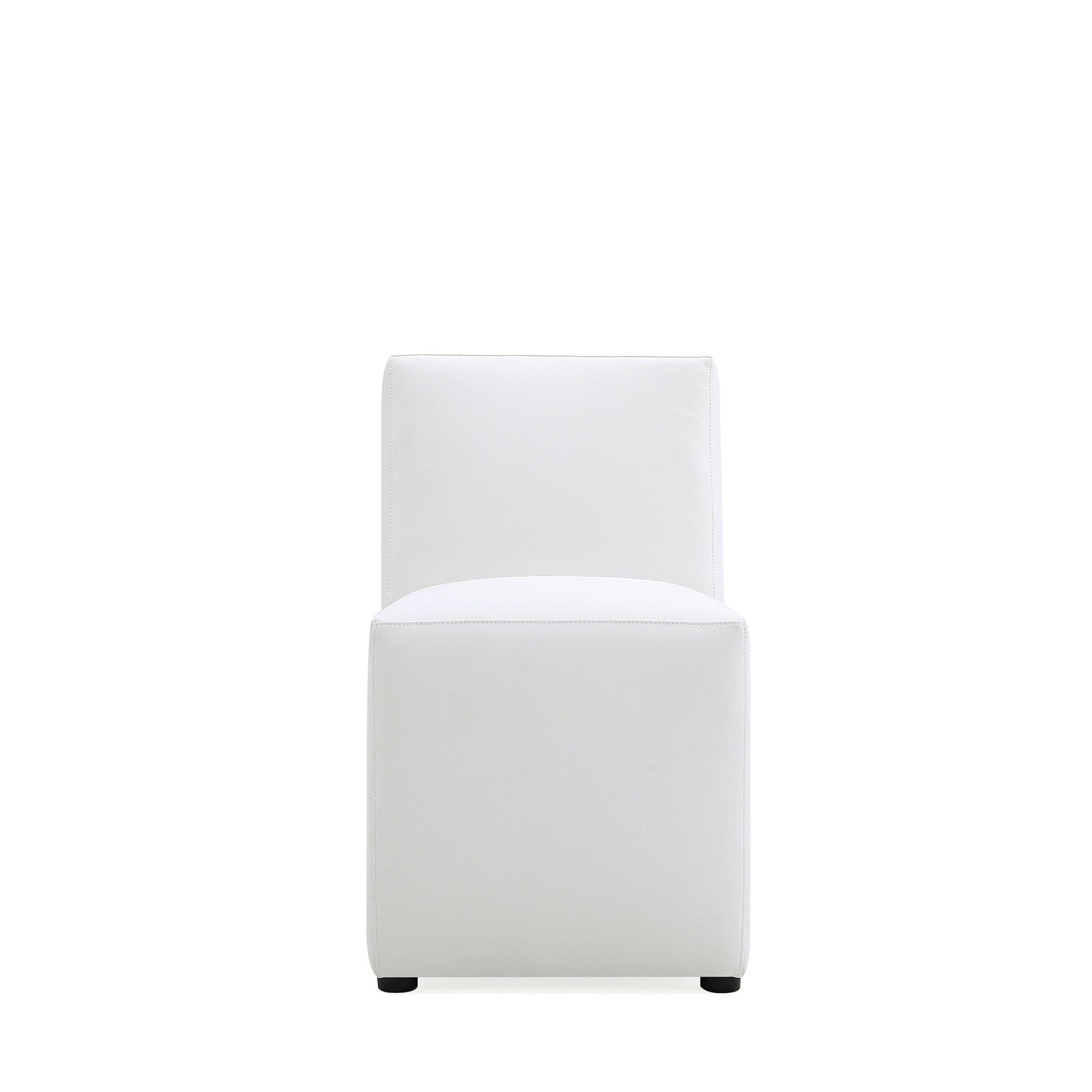 Anna Square Faux Leather Dining Chair in Cream (set of 2) - Ornate Home