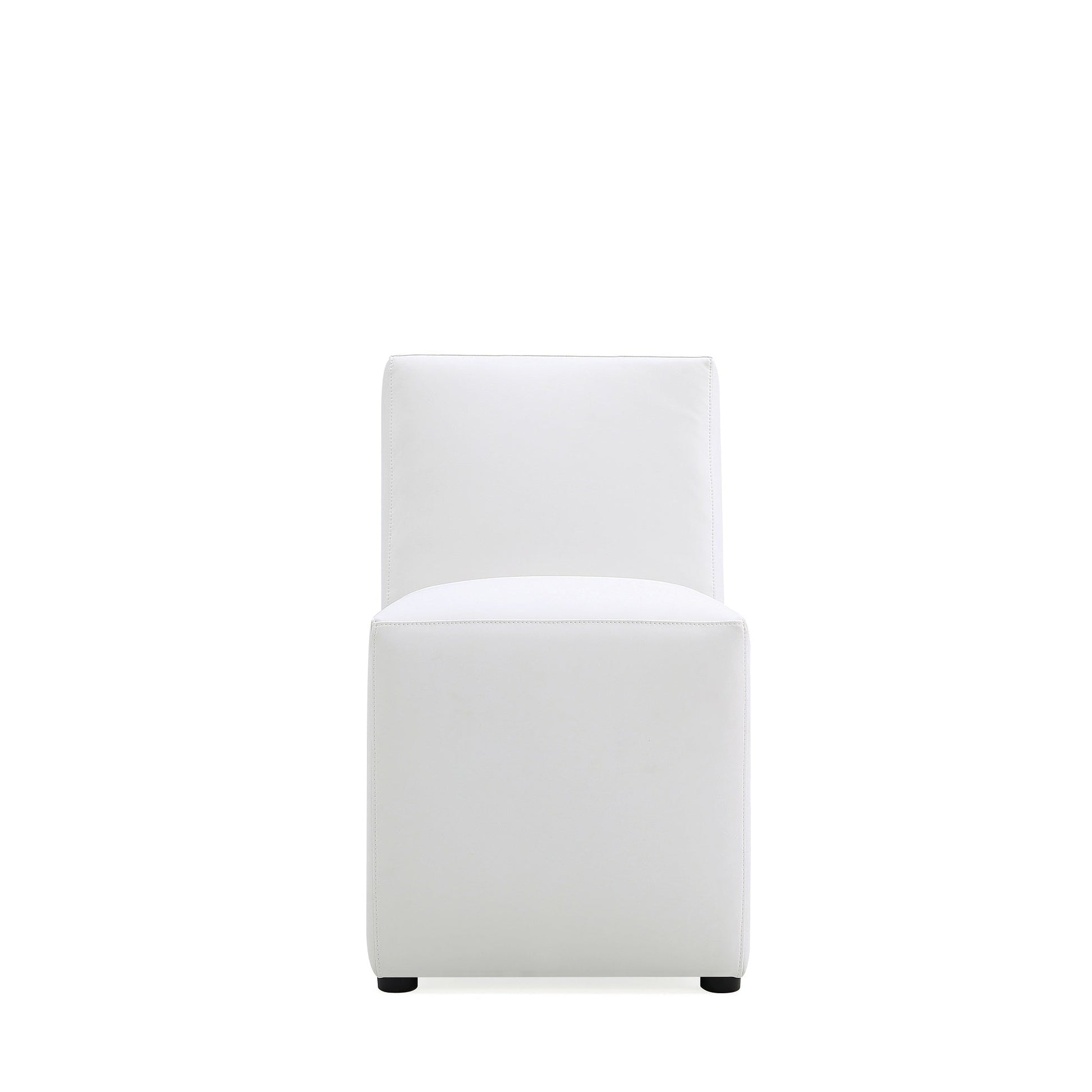Anna Square Faux Leather Dining Chair in Cream (set of 2) - Ornate Home