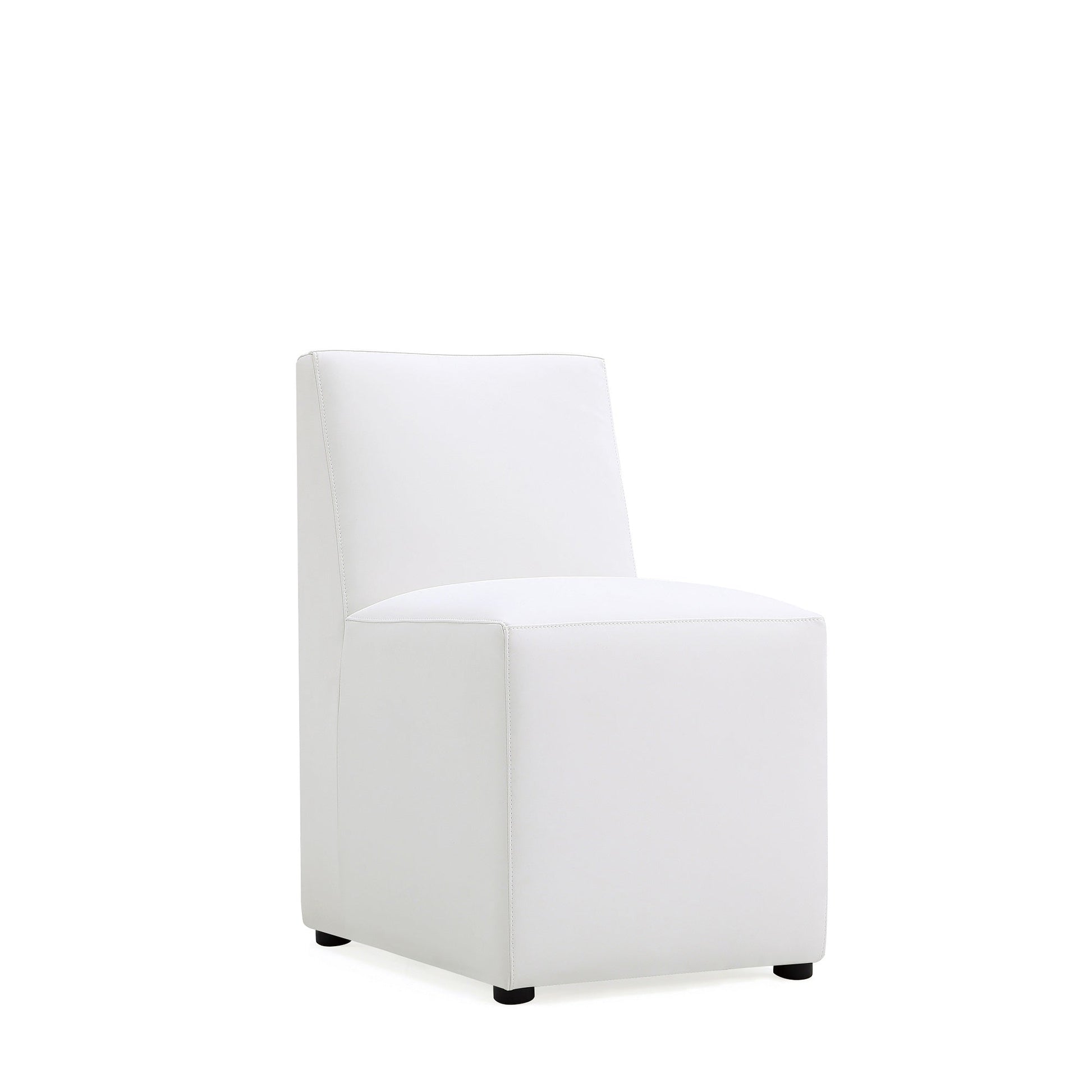 Anna Square Faux Leather Dining Chair in Cream (set of 2) - Ornate Home
