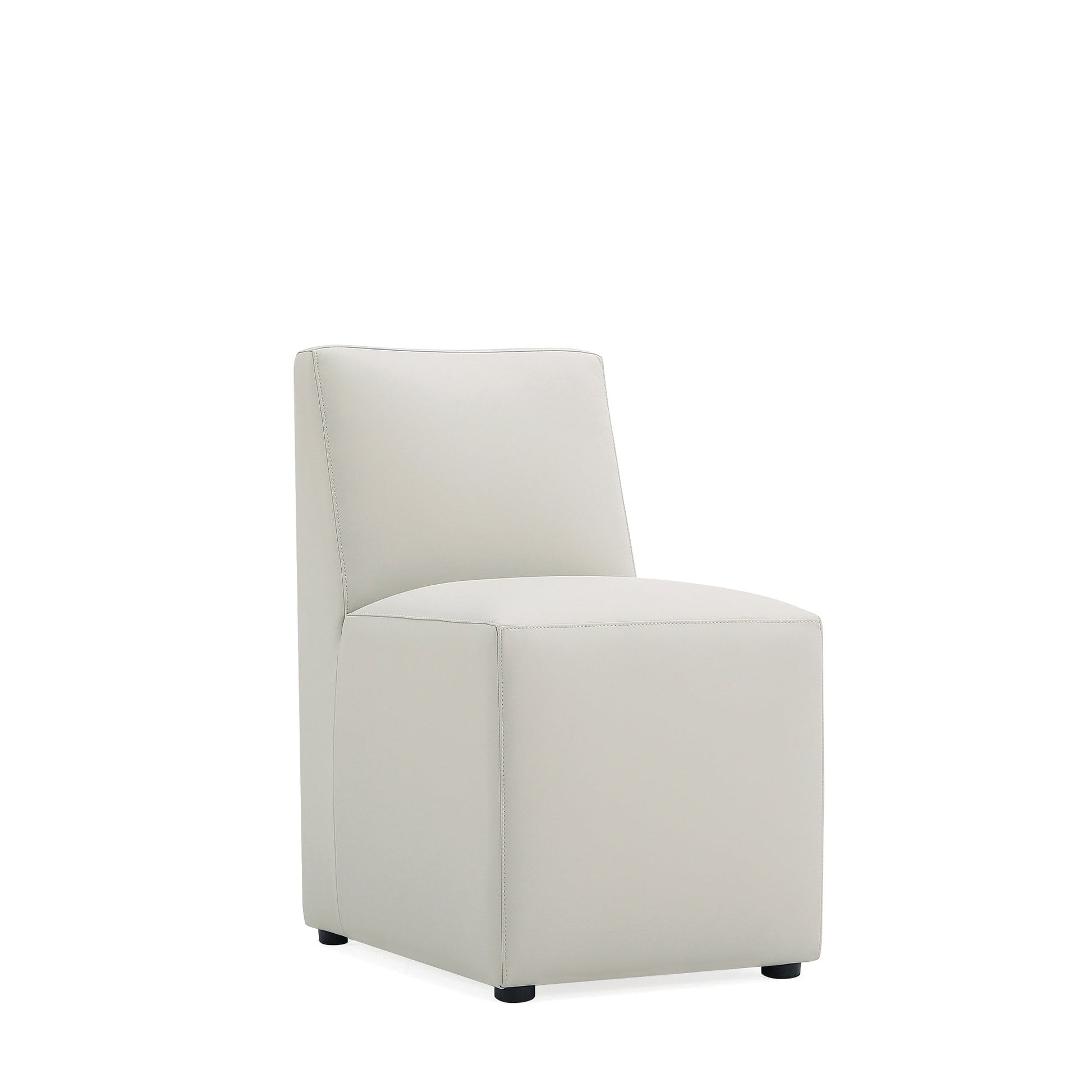 Anna Square Faux Leather Dining Chair in Light Stone Grey - Ornate Home