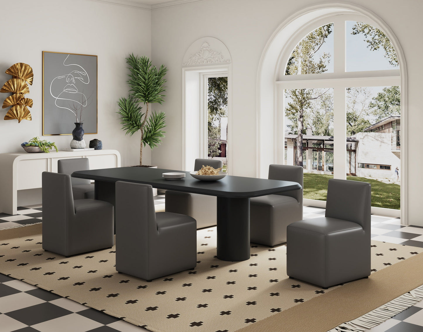 Anna Square Faux Leather Dining Chair in Pewter - Ornate Home