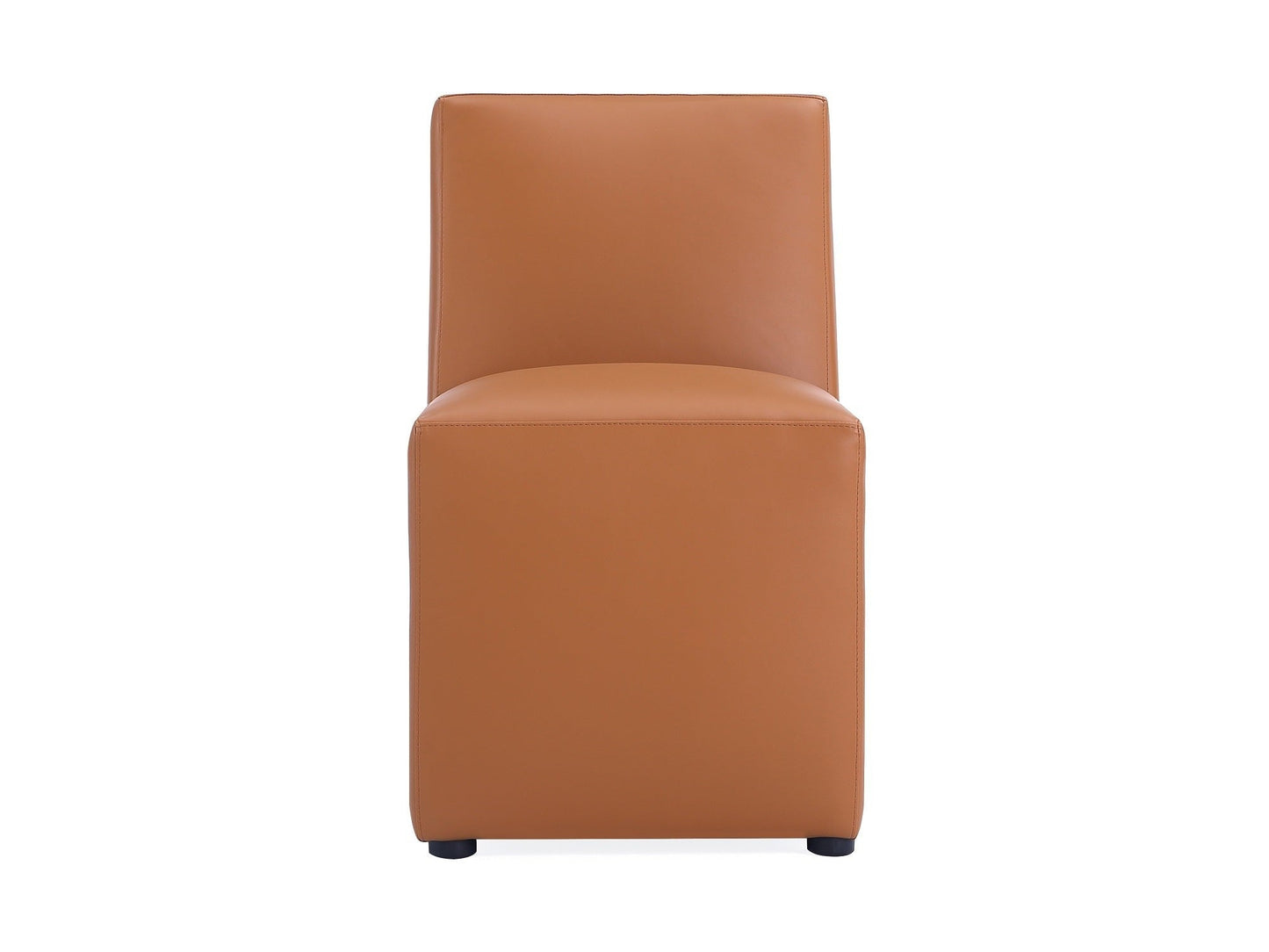 Anna Square Faux Leather Dining Chair in Saddle - Ornate Home