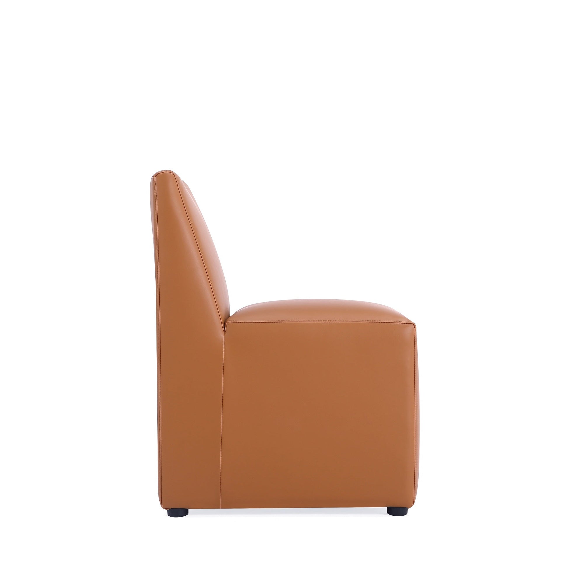 Anna Square Faux Leather Dining Chair in Saddle - Ornate Home