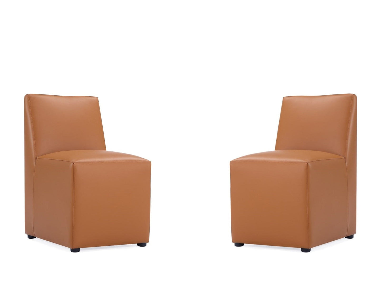 Anna Square Faux Leather Dining Chair in Saddle (set of 2) - Ornate Home