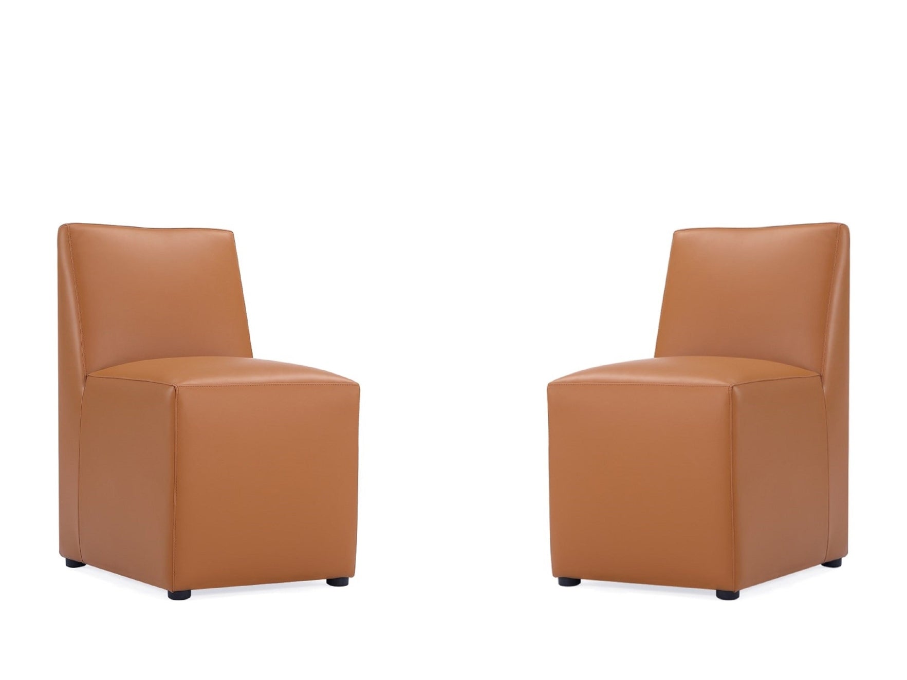 Anna Square Faux Leather Dining Chair in Saddle (set of 2) - Ornate Home