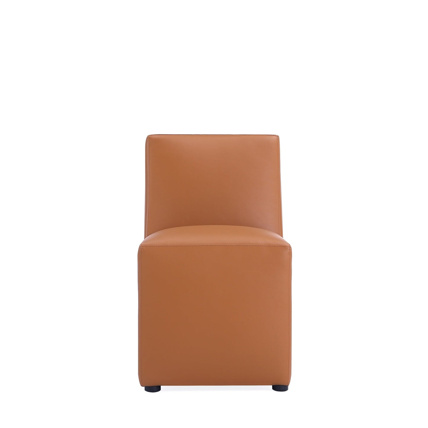 Anna Square Faux Leather Dining Chair in Saddle (set of 2) - Ornate Home