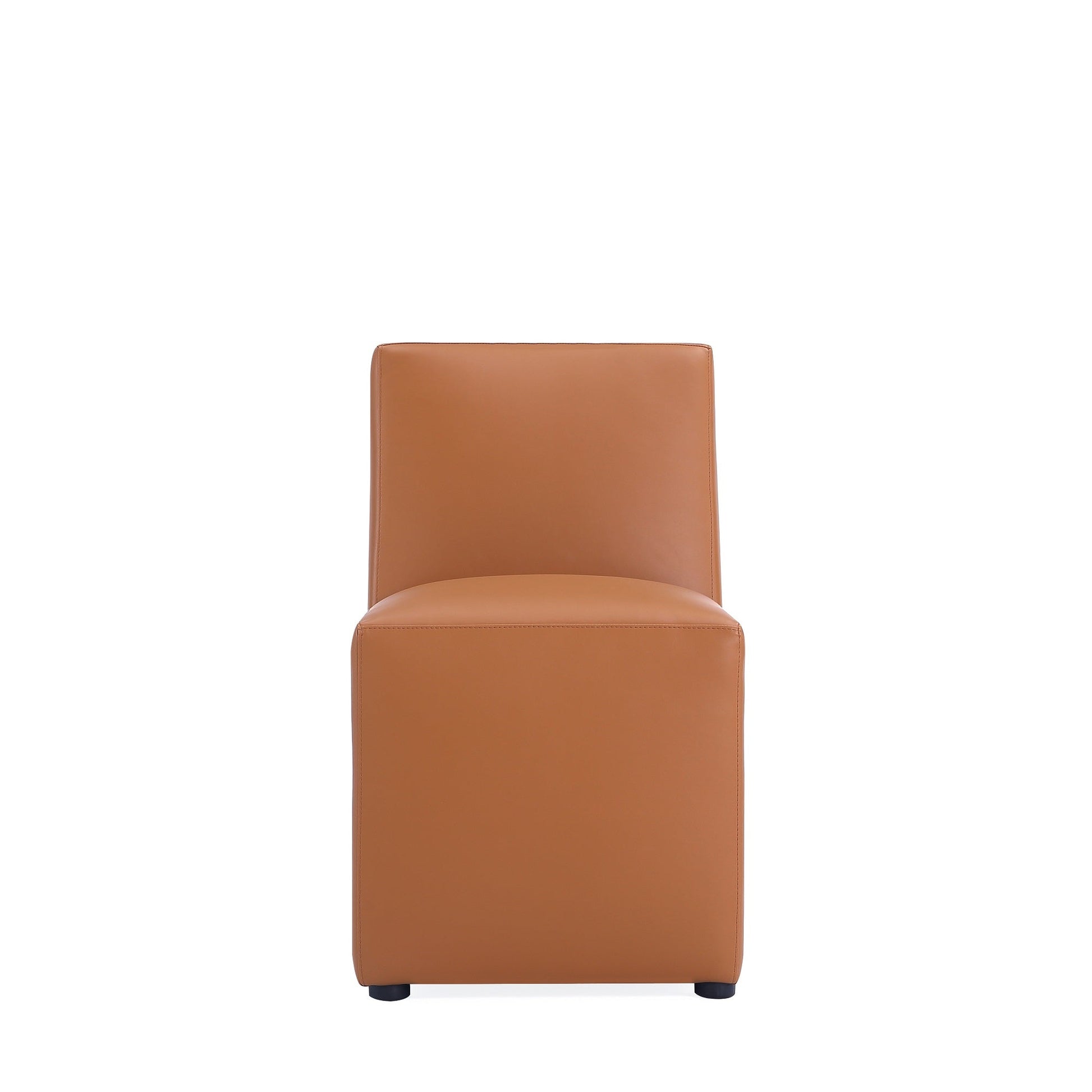 Anna Square Faux Leather Dining Chair in Saddle (set of 2) - Ornate Home