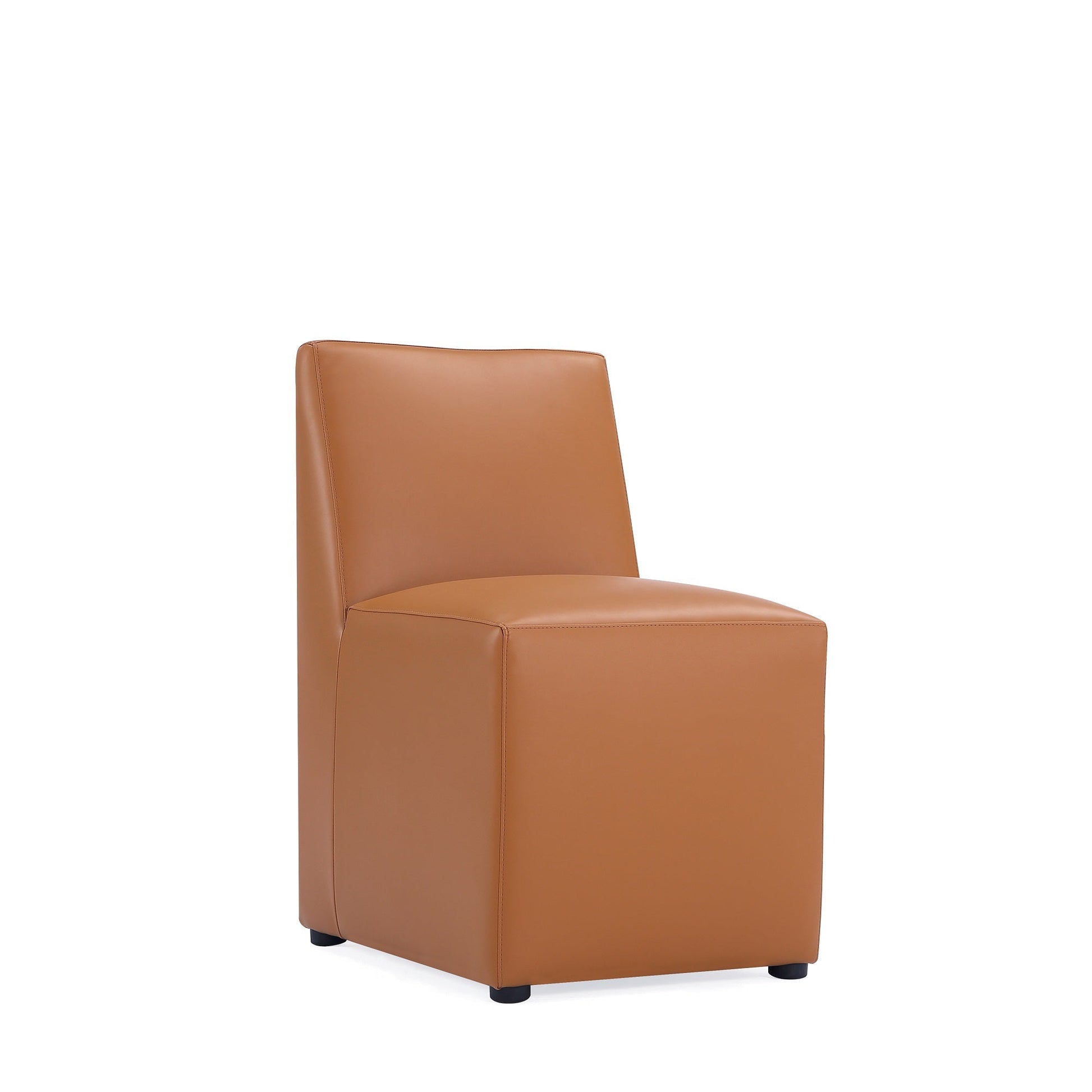 Anna Square Faux Leather Dining Chair in Saddle (set of 2) - Ornate Home