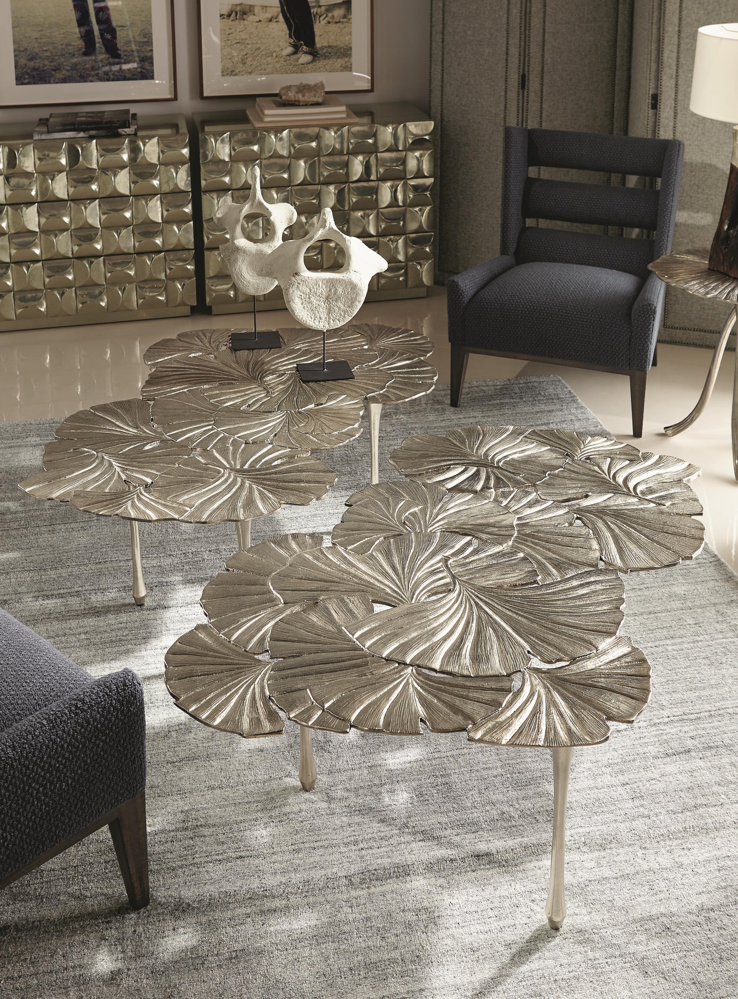 Annabella Satin Nickel Cocktail Table - Ornate Home
