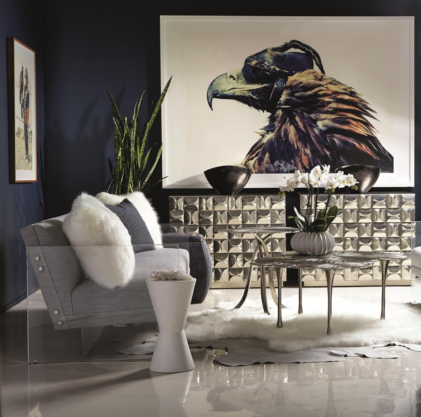 Annabella Satin Nickel Side Table - Ornate Home