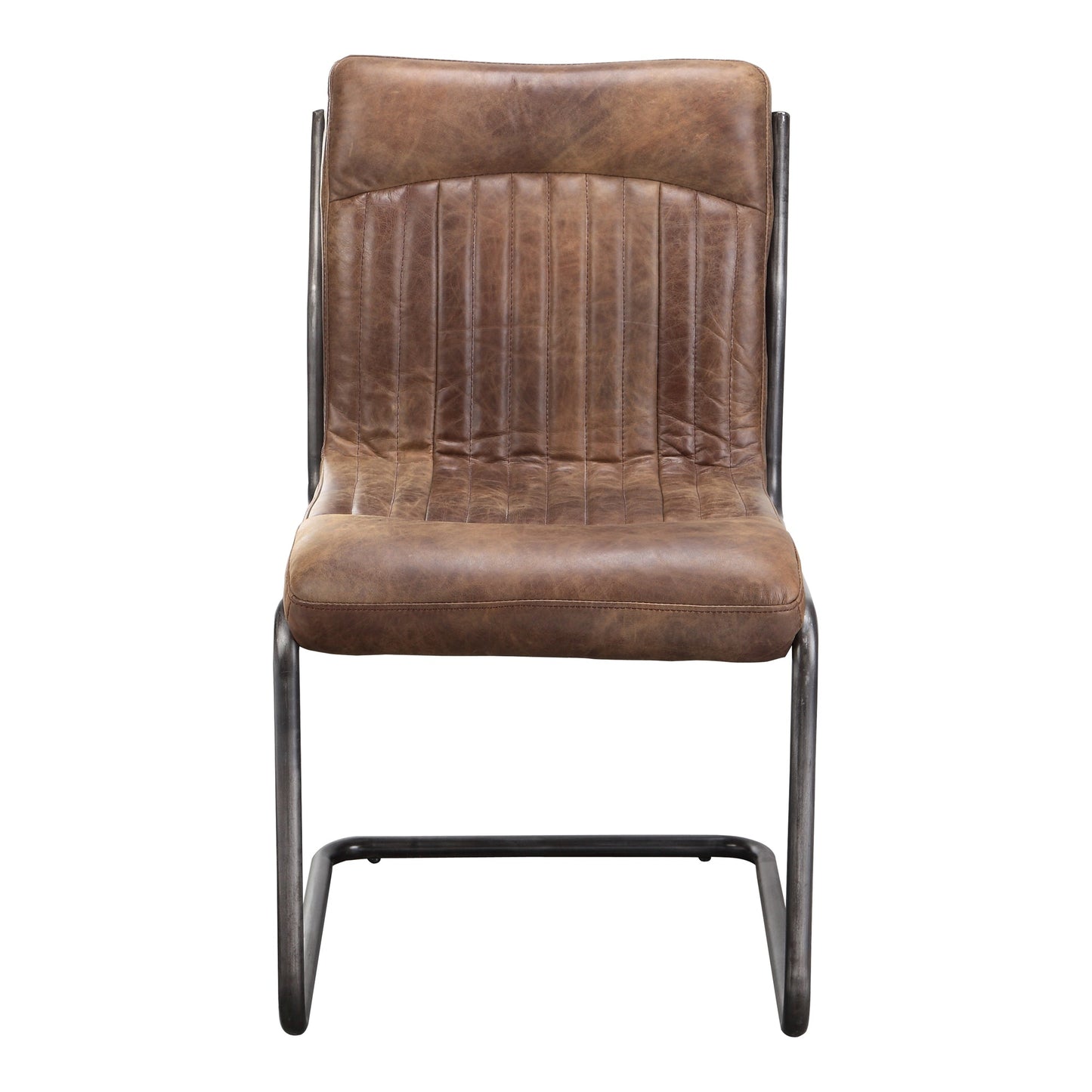 Anse Brown Leatherl Dining Chair (Set of 2) - Ornate Home