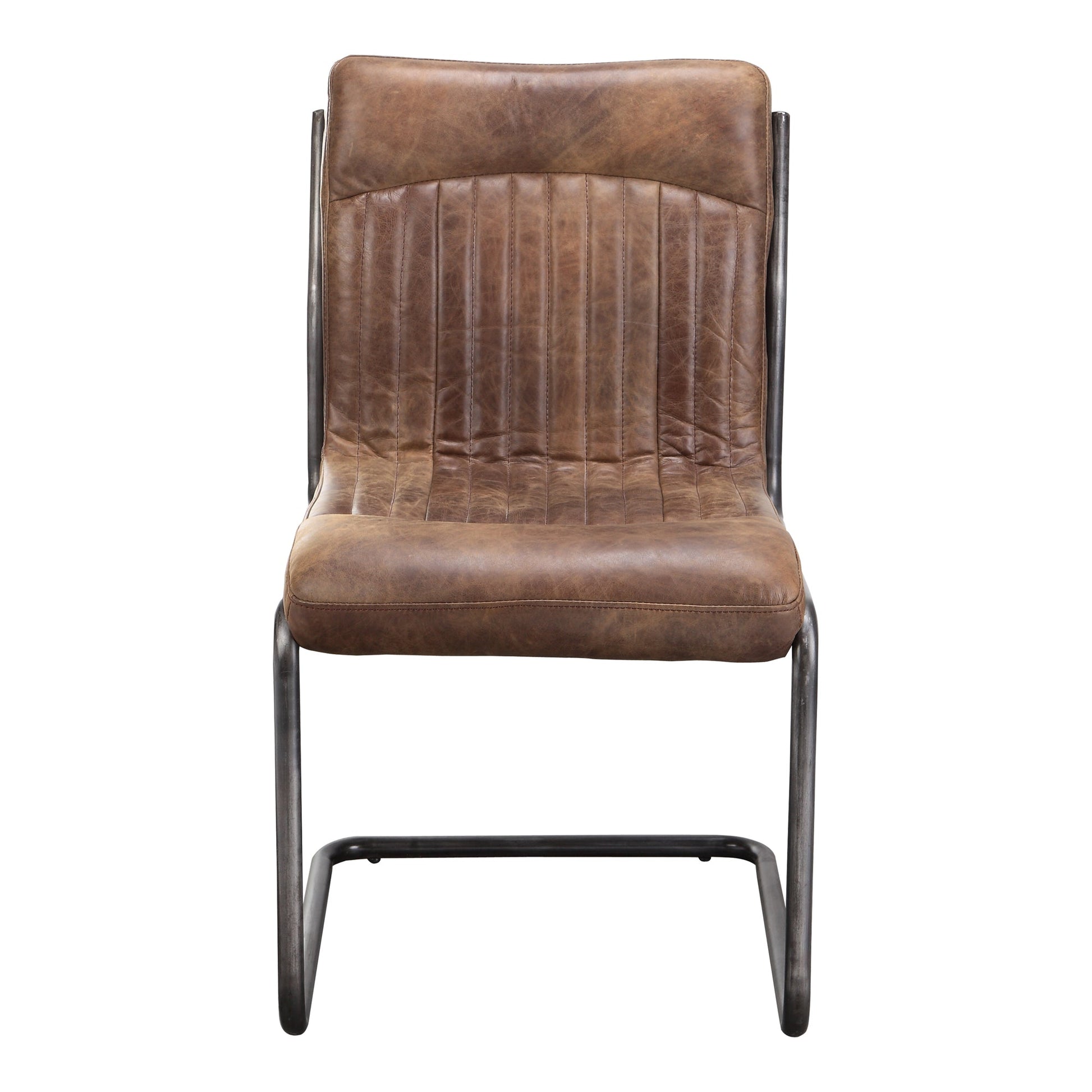 Anse Brown Leatherl Dining Chair (Set of 2) - Ornate Home
