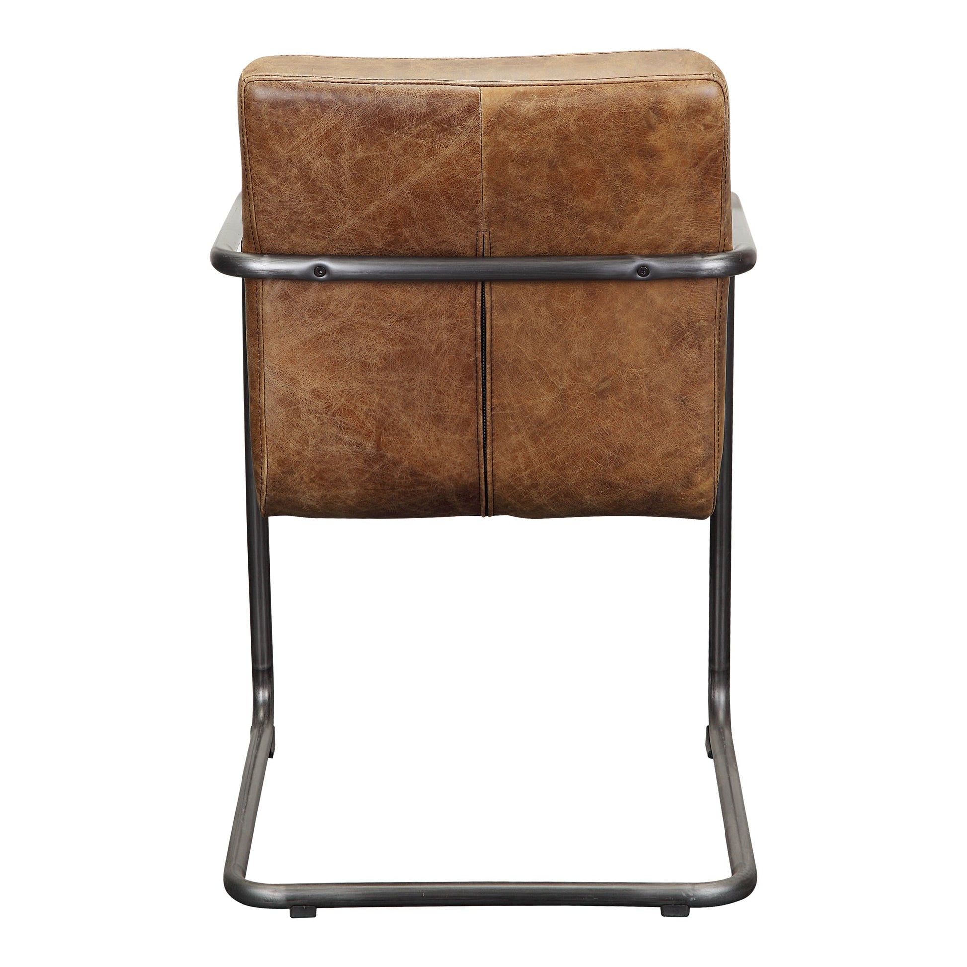 Ansel Brown Leather Arm Chair (Set of 2) - Ornate Home