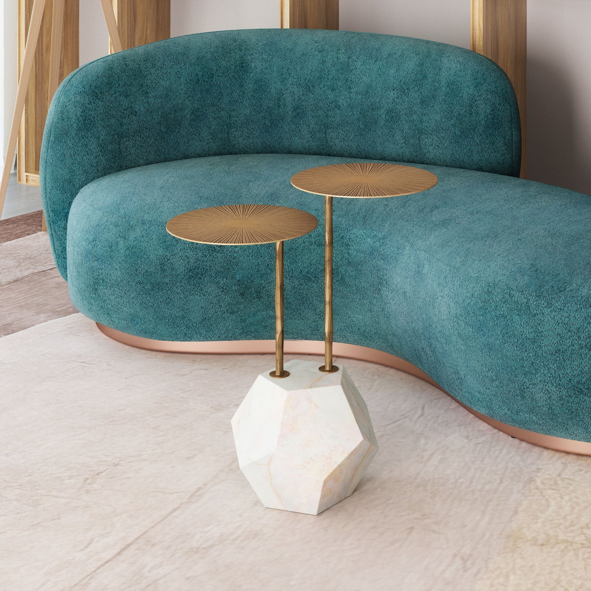 Anten Brass & White Side Table - Ornate Home