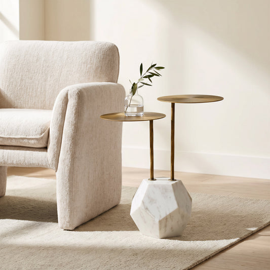 Anten Brass & White Side Table - Ornate Home