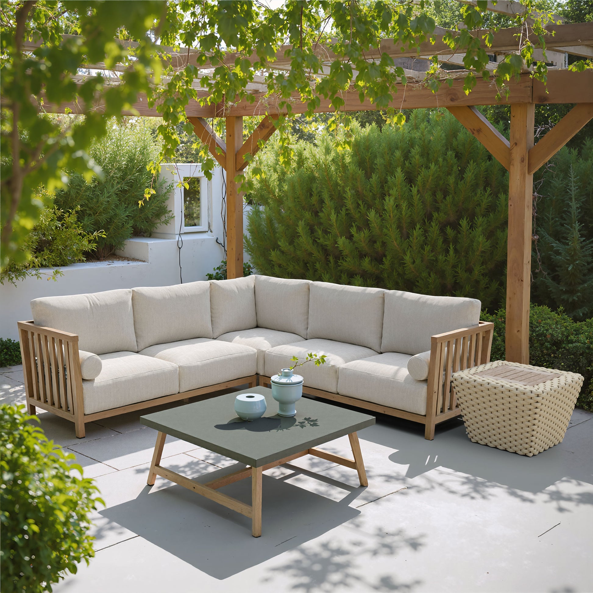 Antul White & Natural Outdoor Coffee Table - Ornate Home