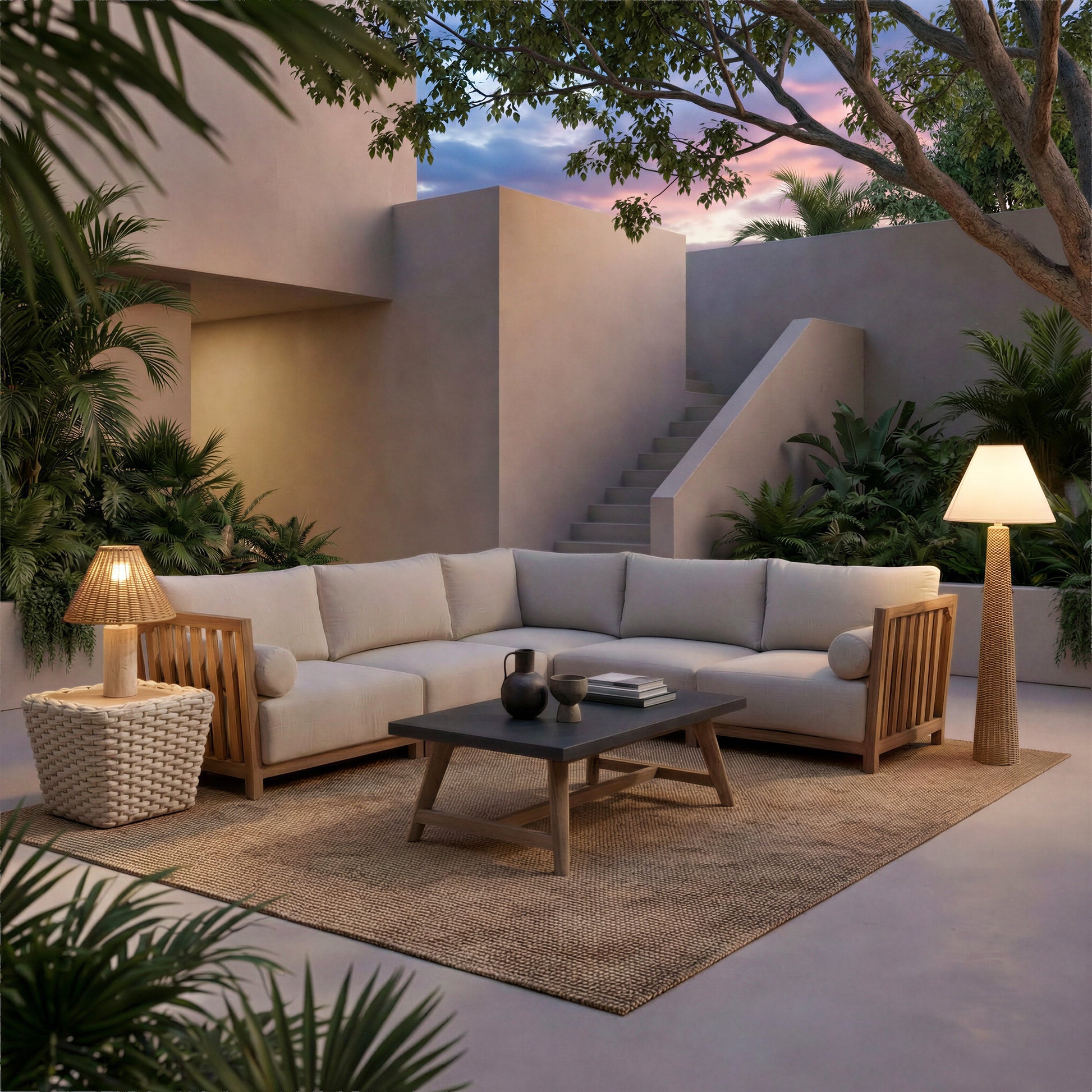 Antul White & Natural Outdoor Coffee Table - Ornate Home