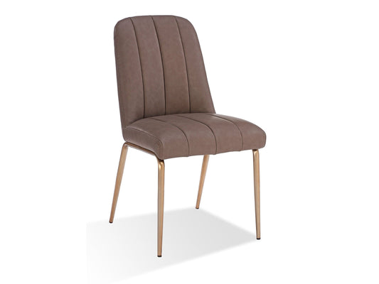 Apollo Upholstered Dining Chair in Cinnamon Synthetic Leather and Brushed Bronze Metal (Set of 2) - Ornate Home