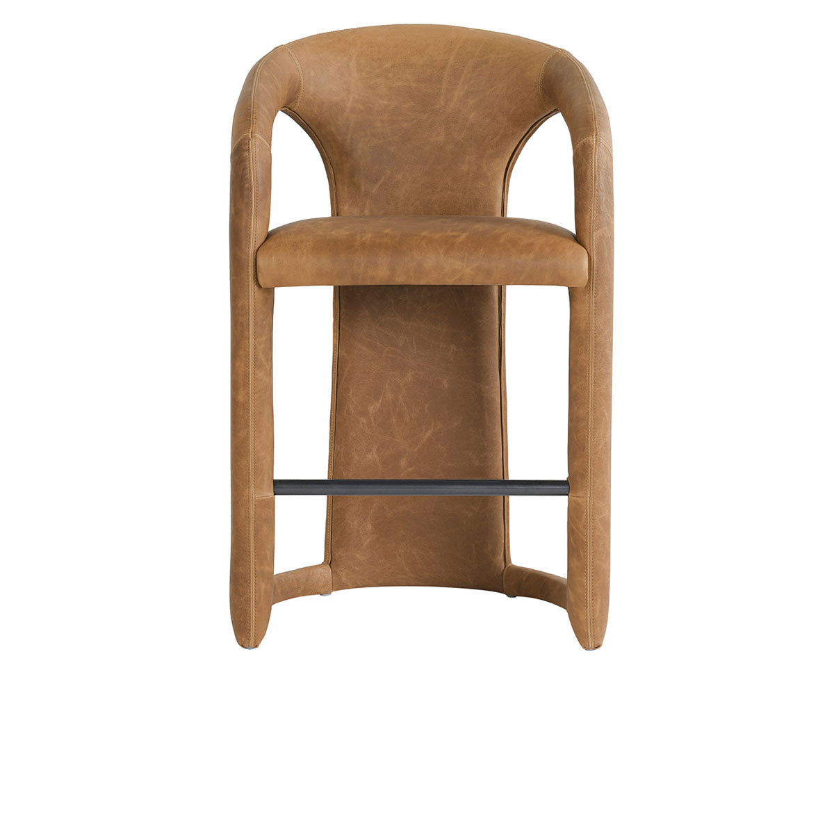 Archie Maple Brown Leather 26" Counter Stool - Ornate Home