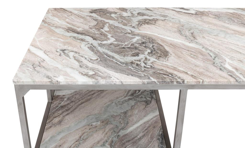 Architect’s Studio Silver Open Desk With Shelves Marble Top - Ornate Home