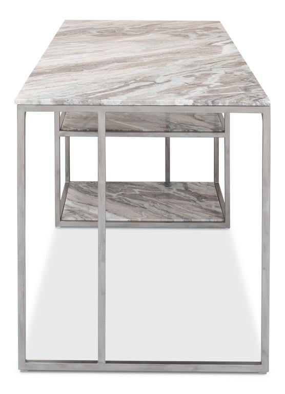 Architect’s Studio Silver Open Desk With Shelves Marble Top - Ornate Home